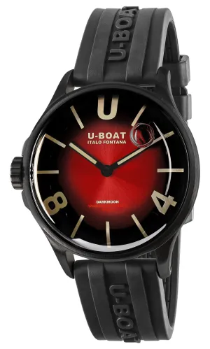U-Boat Darkmoon Black PVD Red Dial Black Rubber Strap Quartz Mens Watch 9501