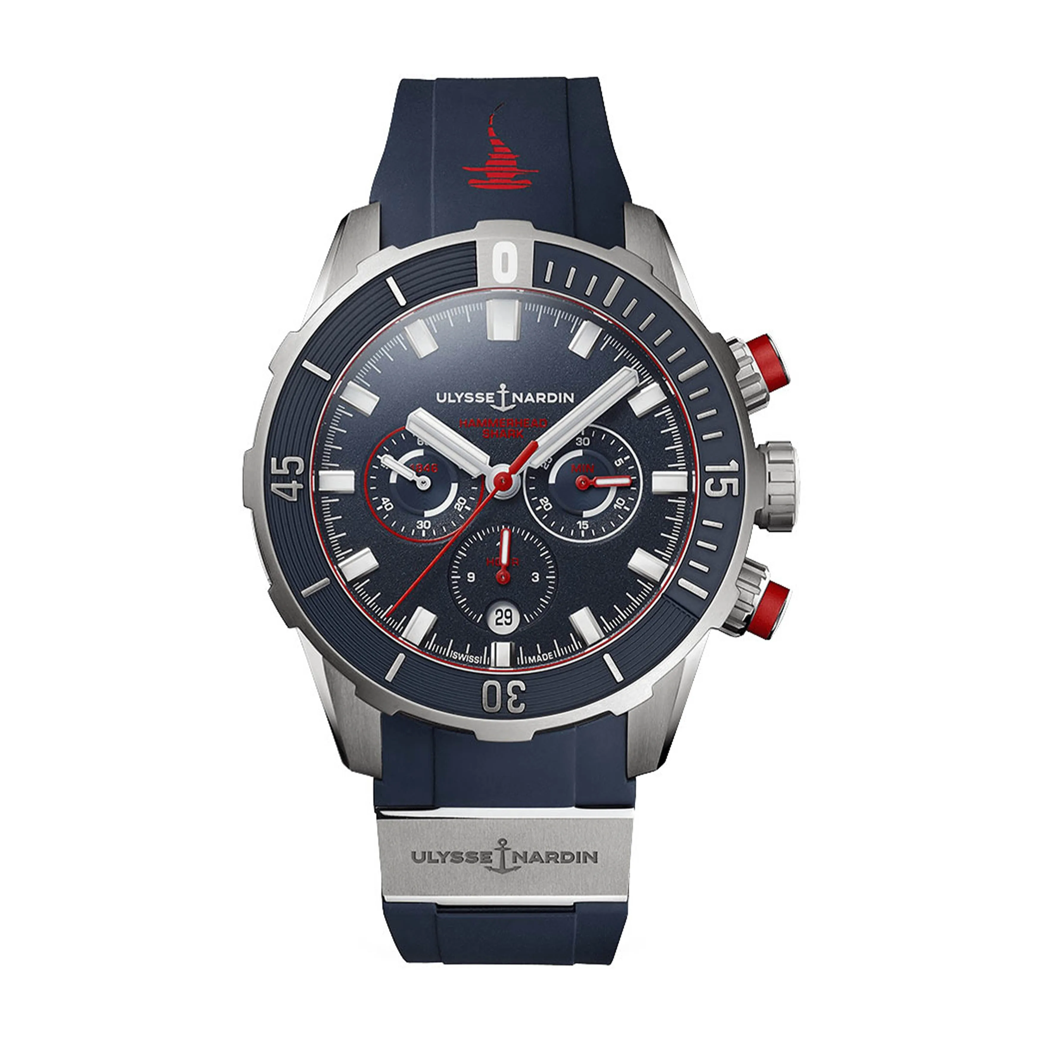 Ulysse Nardin Diver Hammerhead Chronograph Watch, 44mm Blue Dial, 1503-170LE-3/93-HAMMER