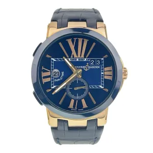 Ulysse Nardin Dual Time 18k Rose Gold Blue Dial 43mm Automatic Mens Watch 246-00