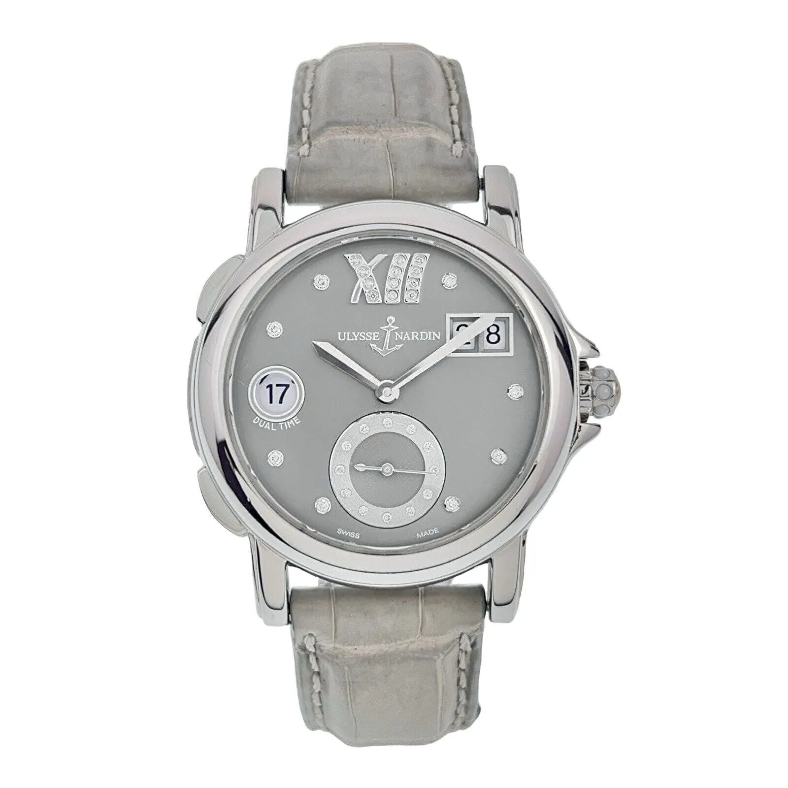 Ulysse Nardin Dual Time Steel Gray Dial 37mm Automatic Women's Watch 243-22