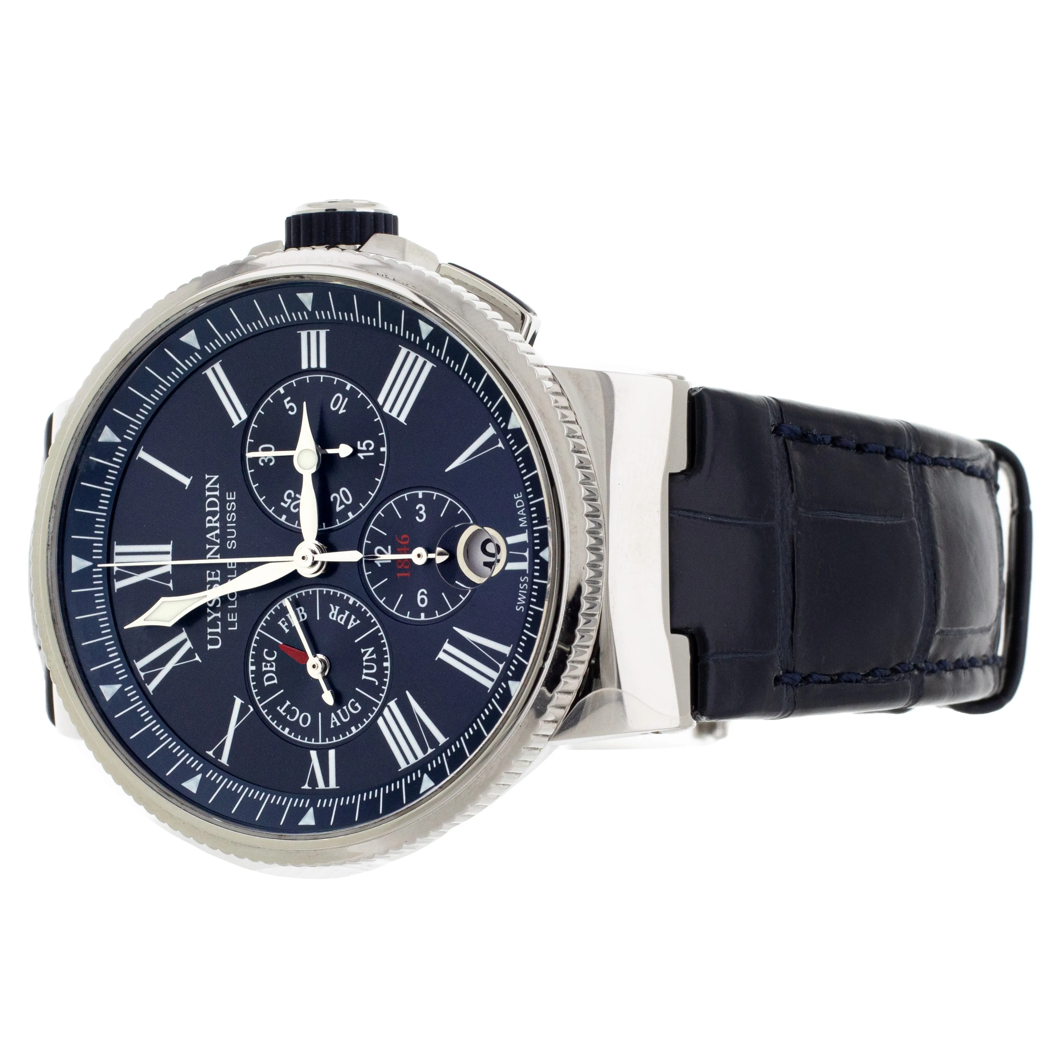 Ulysse Nardin Marine Chronograph Steel Blue Dial 43mm 1533-150 Full Set
