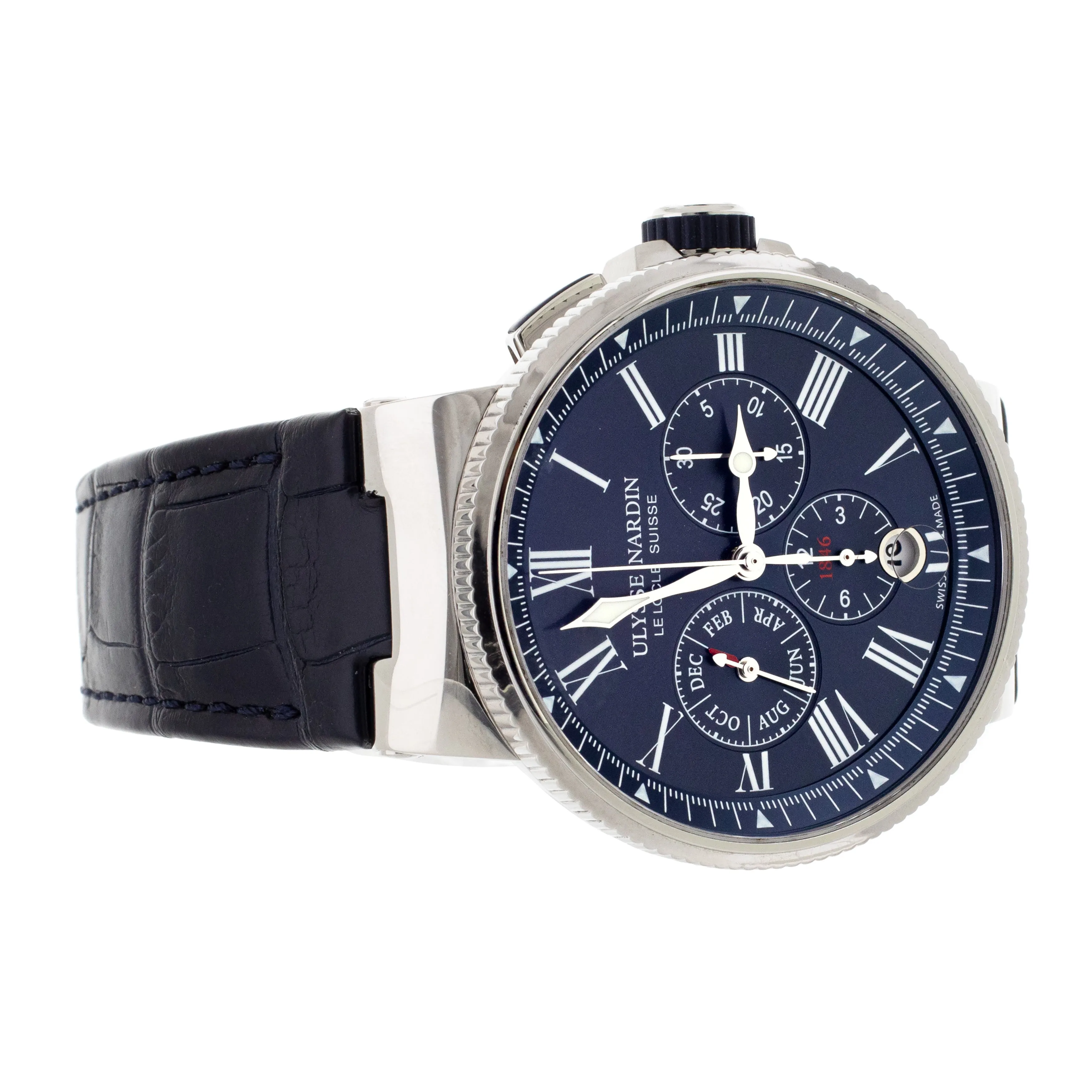 Ulysse Nardin Marine Chronograph Steel Blue Dial 43mm 1533-150 Full Set