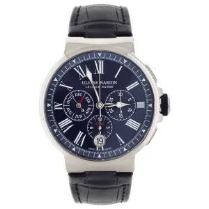 Ulysse Nardin Marine Chronograph Steel Blue Dial 43mm 1533-150 Full Set