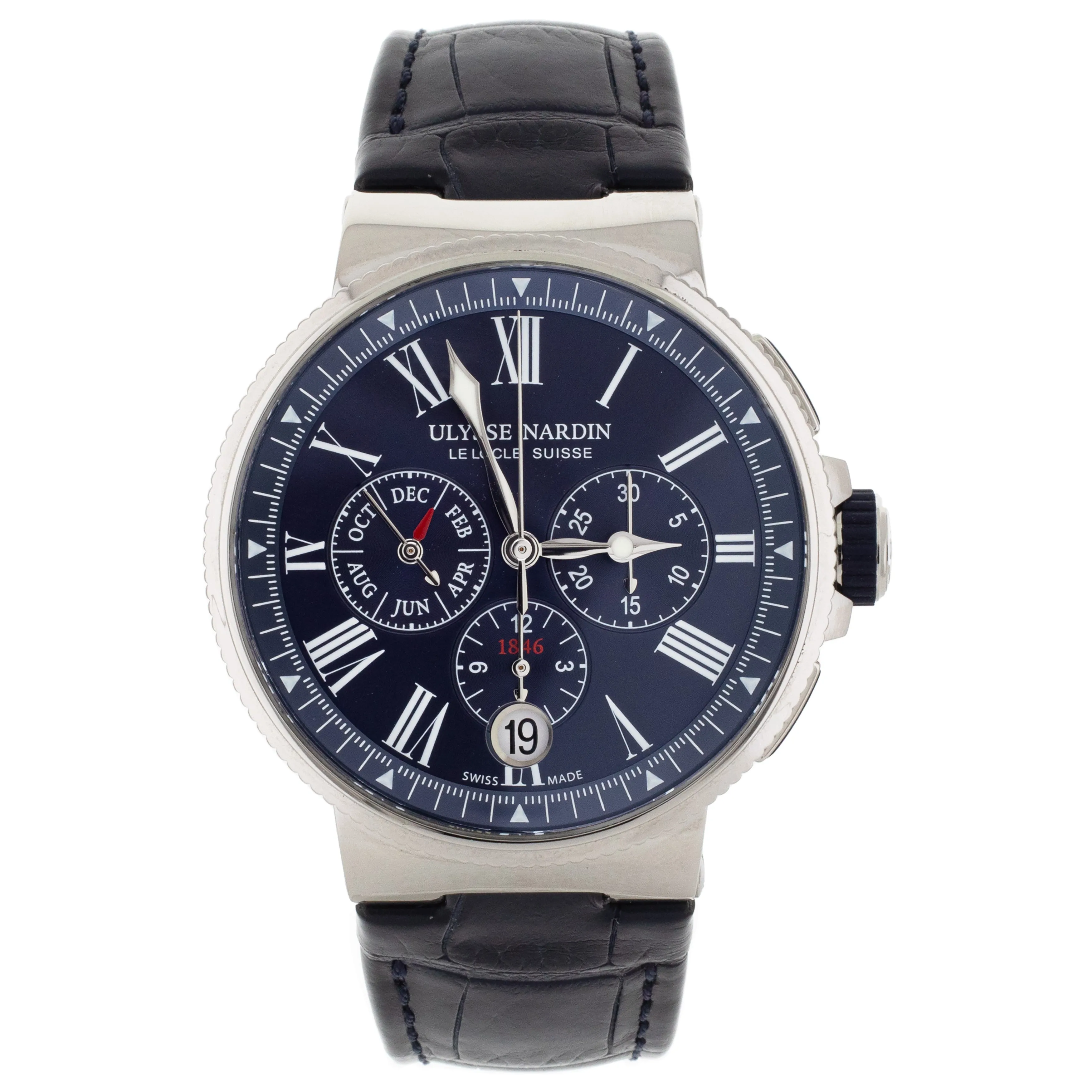 Ulysse Nardin Marine Chronograph Steel Blue Dial 43mm 1533-150 Full Set