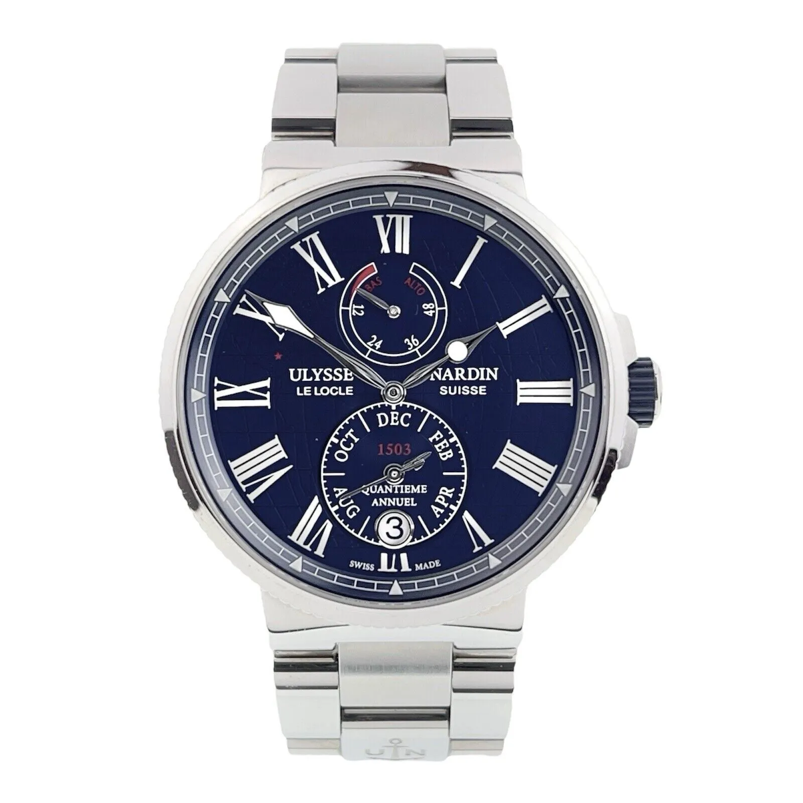 Ulysse Nardin Marine Chronometer Steel Blue Dial 43mm Automatic Mens 1133-210