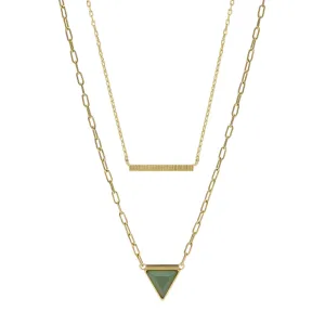 Val Joyful Expression Green Aventurine 14K Gold Plated Brass Multi-Strand Necklace