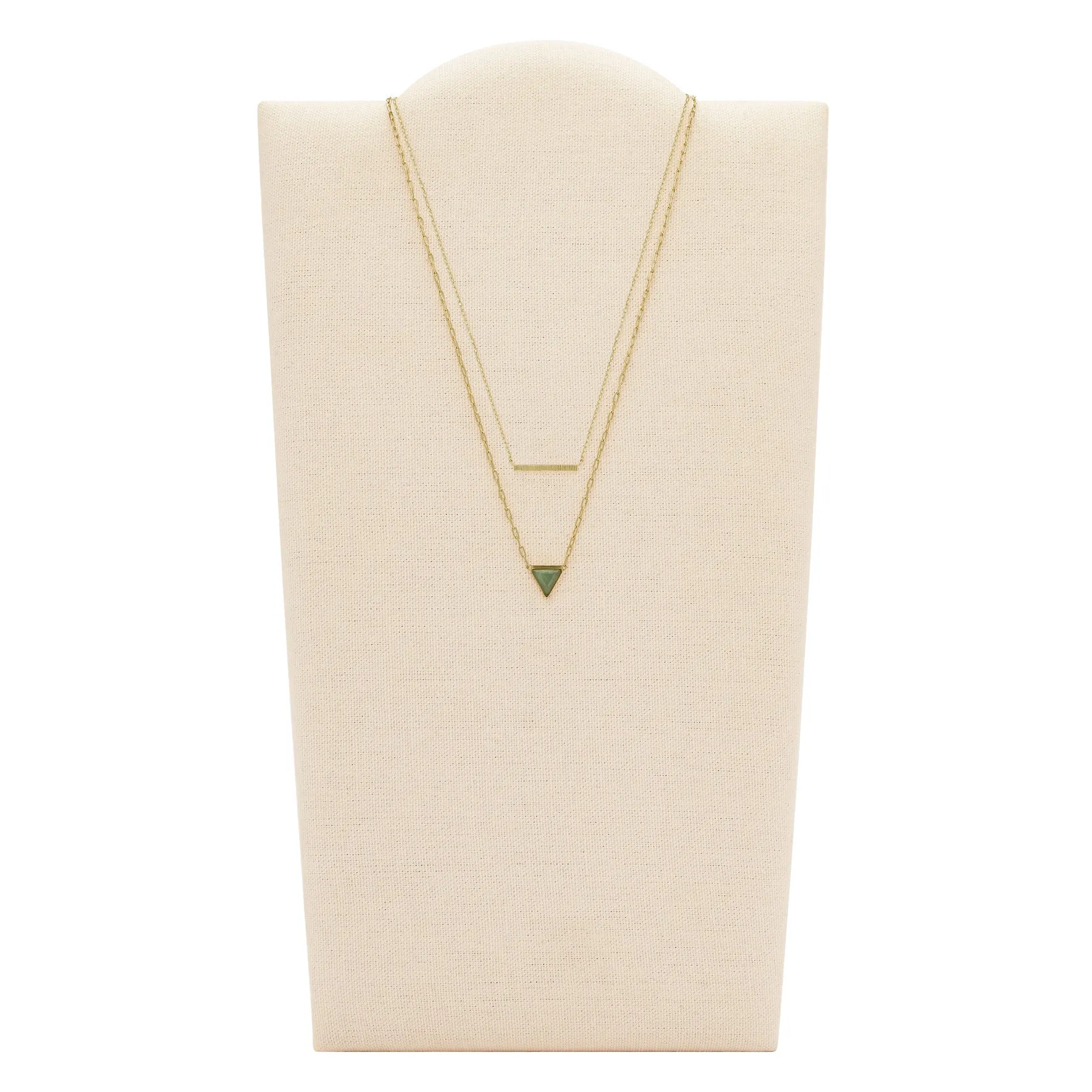 Val Joyful Expression Green Aventurine 14K Gold Plated Brass Multi-Strand Necklace