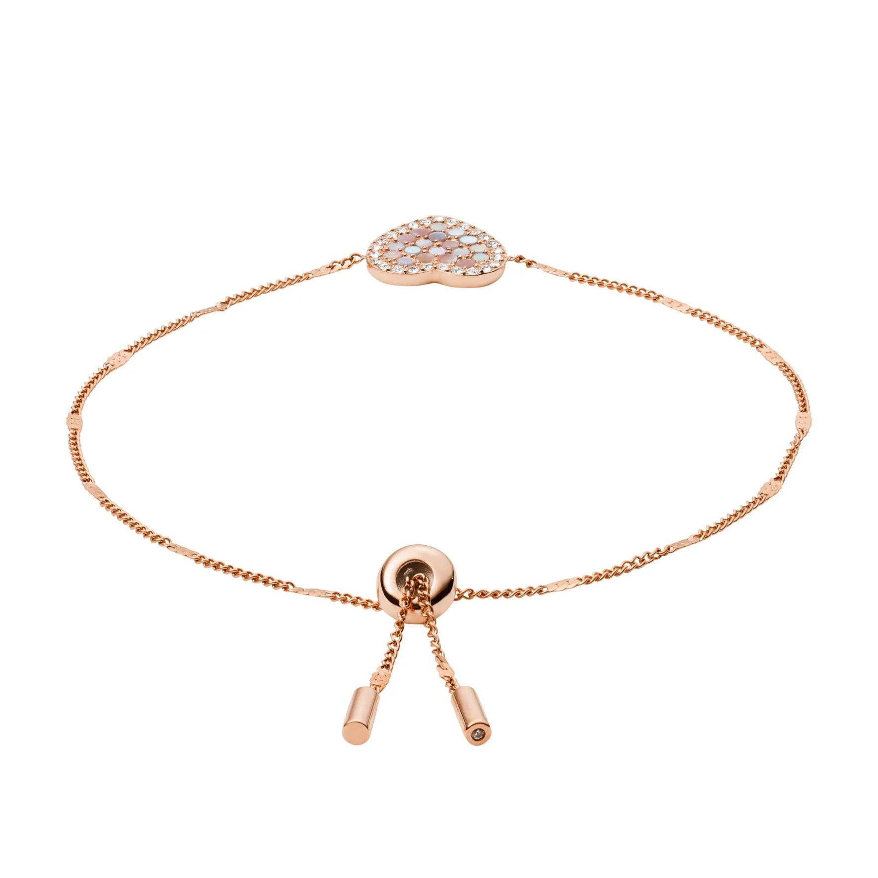 Val Mosaic Heart Rose Gold-Tone Stainless Steel Bracelet