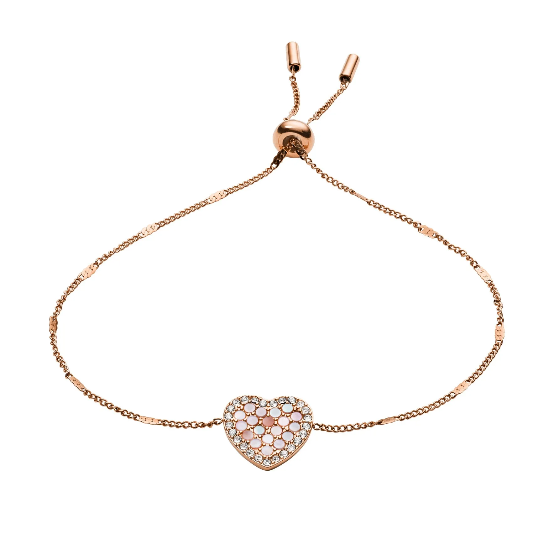 Val Mosaic Heart Rose Gold-Tone Stainless Steel Bracelet