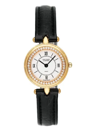 Van Cleef & Arpels La Collection 13607B1 Diamond 18K Yellow Gold Ladies Watch With Box