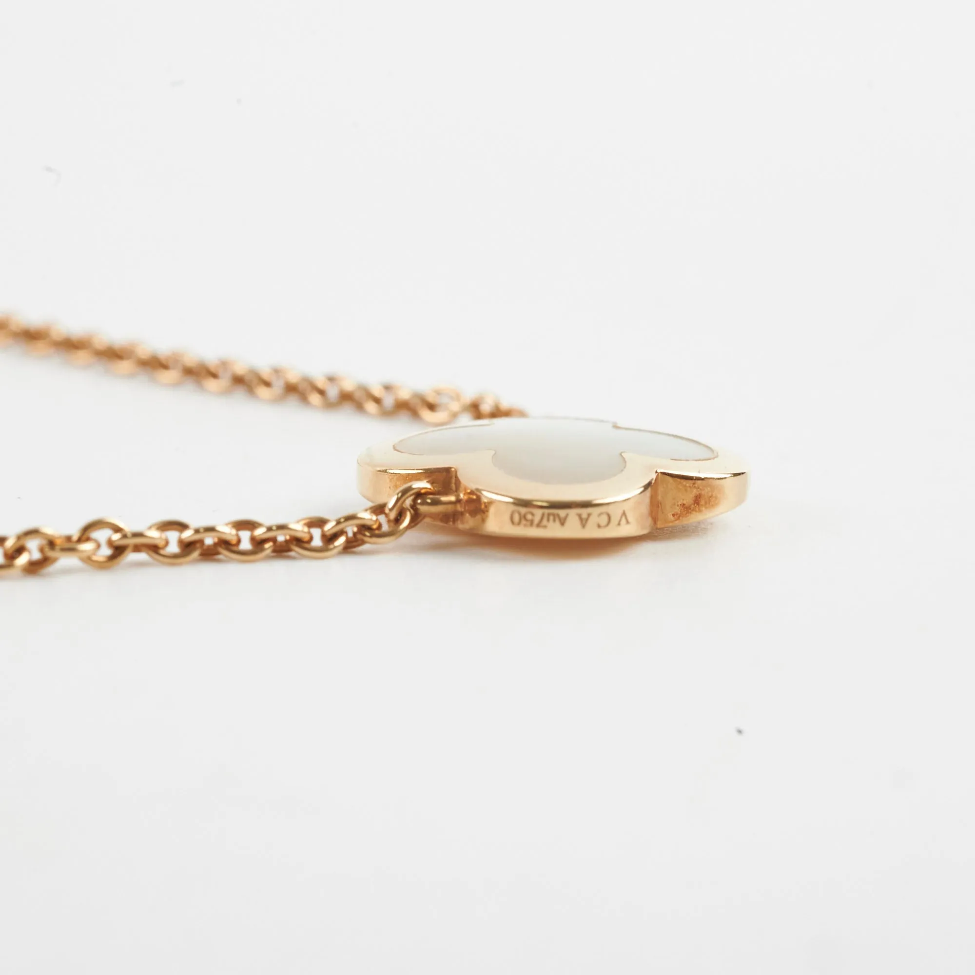 Van Cleef & Arpels Pure Alhambra Mother of pearl MOP Necklace Yellow Gold