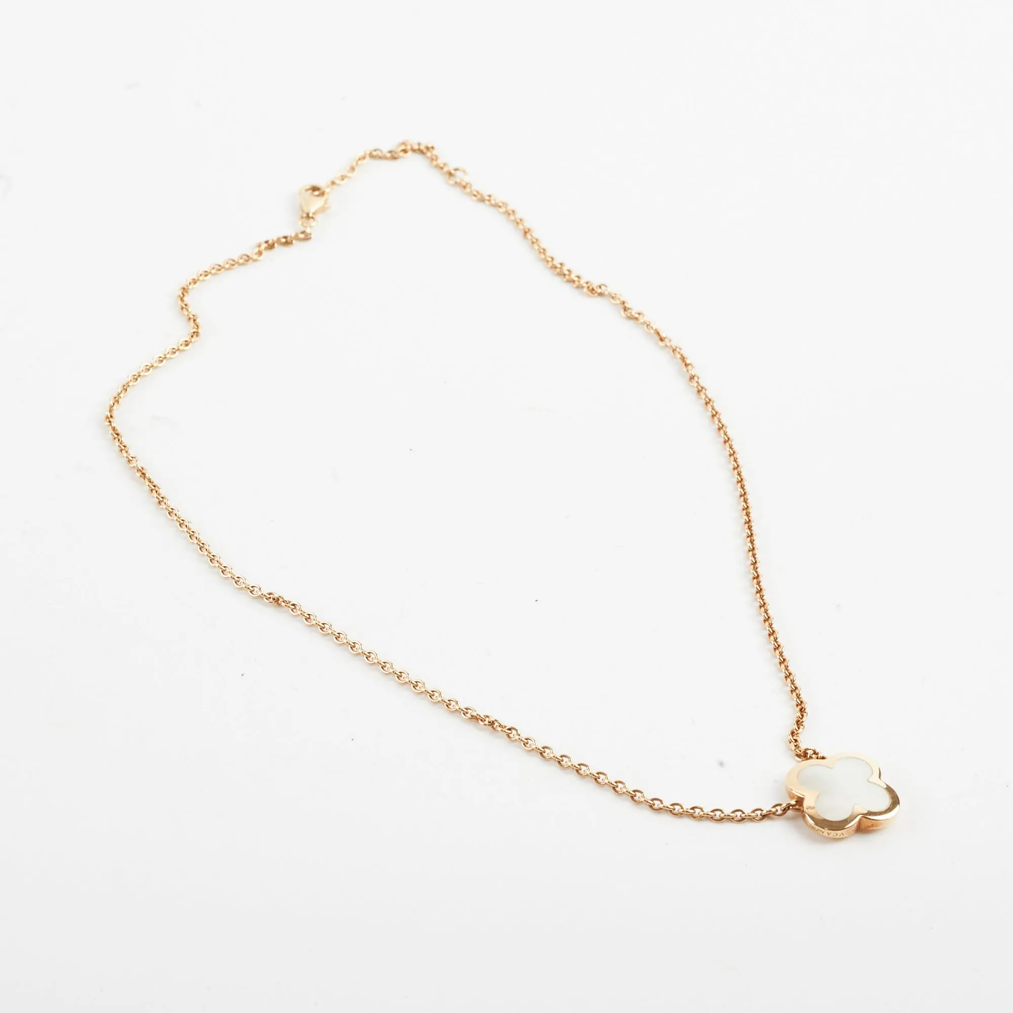 Van Cleef & Arpels Pure Alhambra Mother of pearl MOP Necklace Yellow Gold