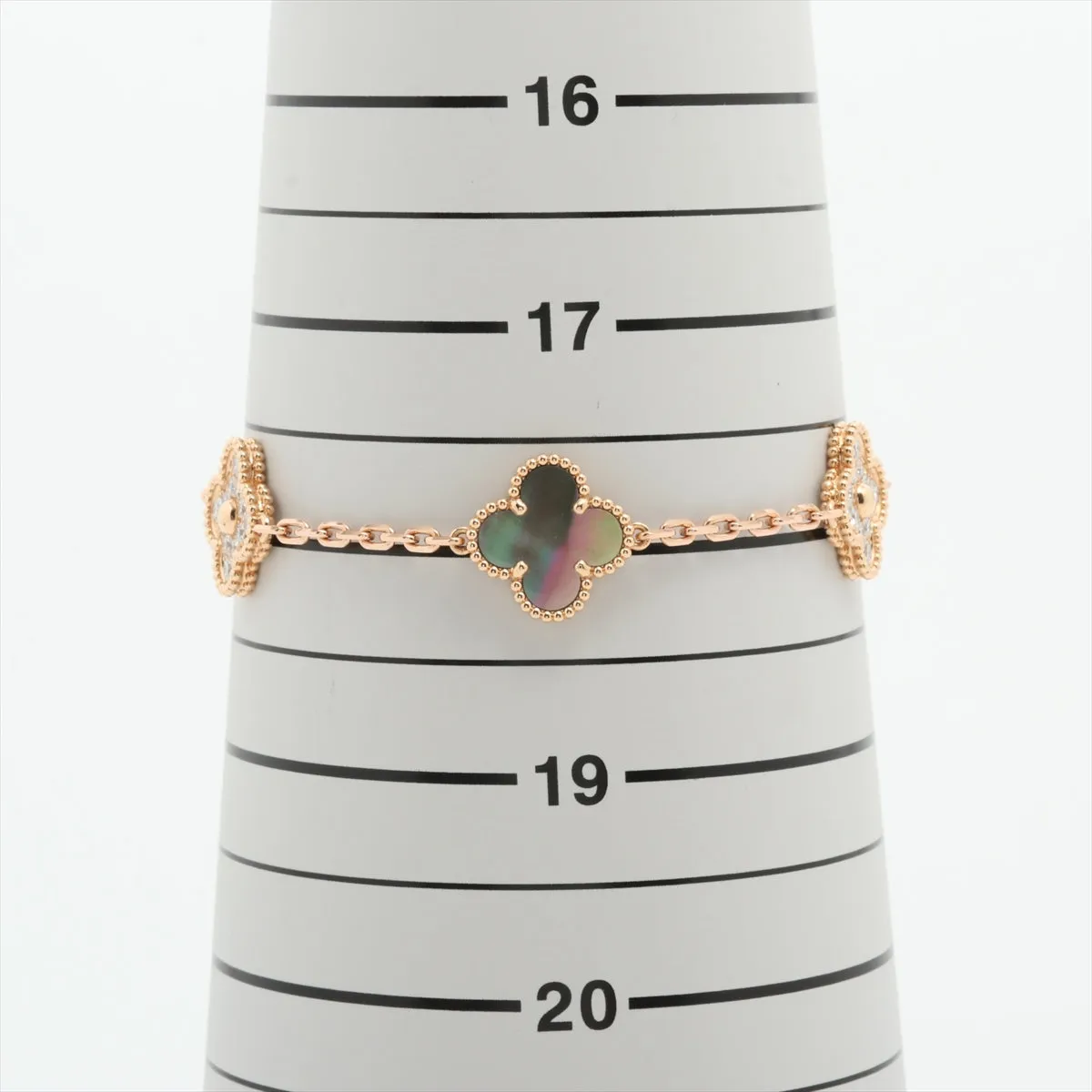 Van Cleef & Arpels Vintage Alhambra 5 Motif Grey Mother of pearl Diamond Bracelet