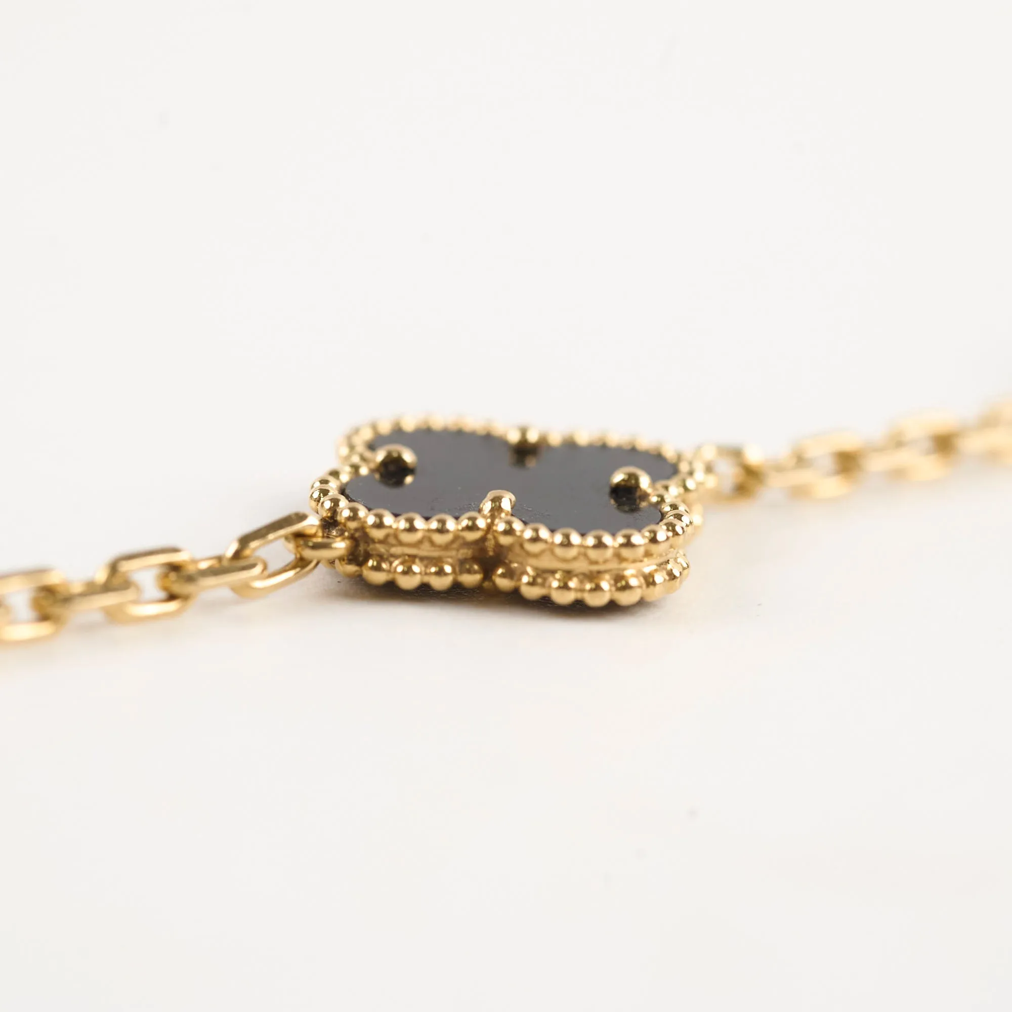 Van Cleef & Arpels Vintage Alhambra 5 Motif Onyx Bracelet