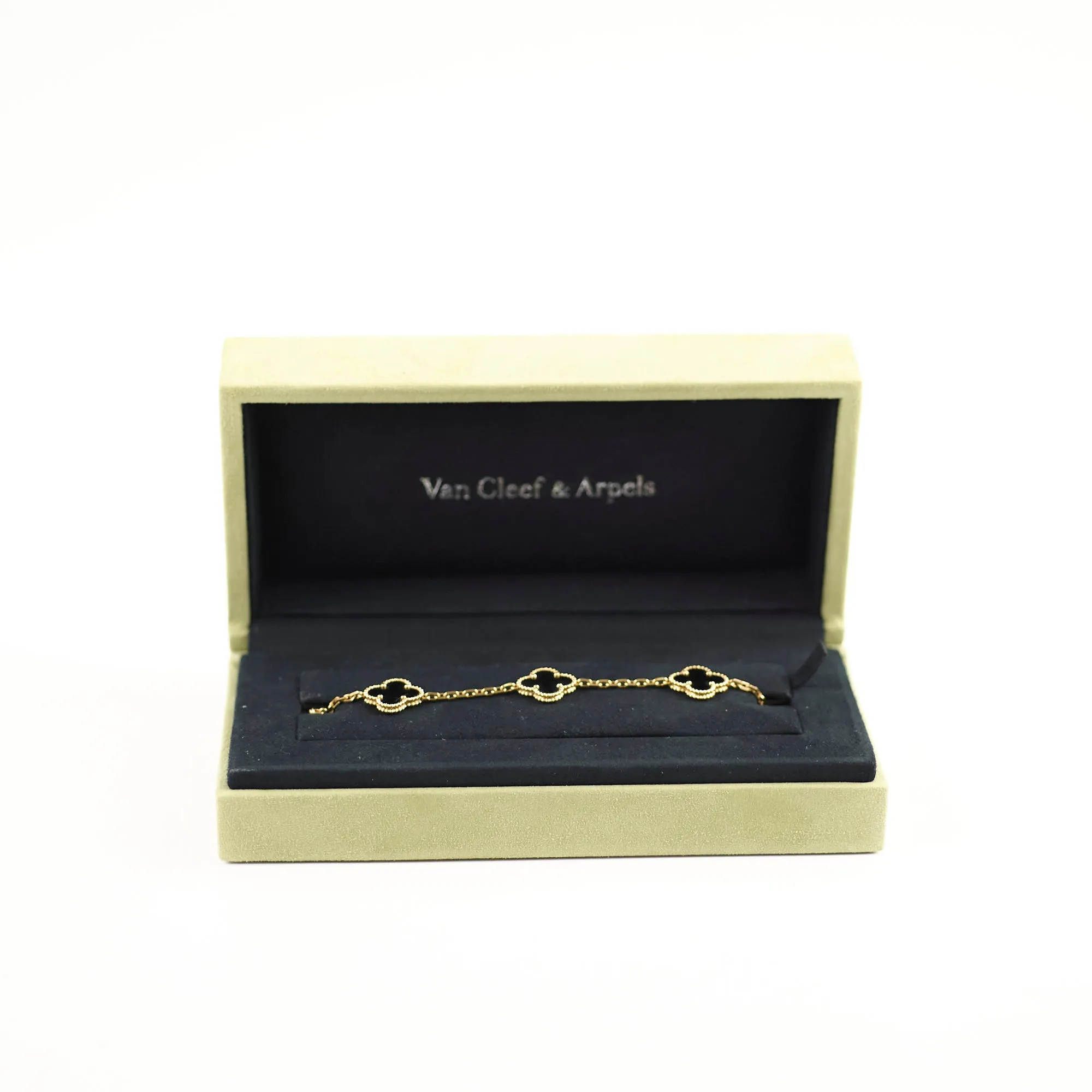 Van Cleef & Arpels Vintage Alhambra 5 Motif Onyx Bracelet