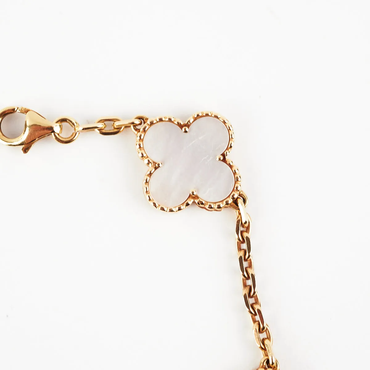 Van Cleef & Arpels Vintage Alhambra 5 Motifs Mother Of Pearl Yellow Gold Bracelet