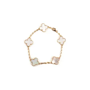 Van Cleef & Arpels Vintage Alhambra 5 Motifs Mother Of Pearl Yellow Gold Bracelet