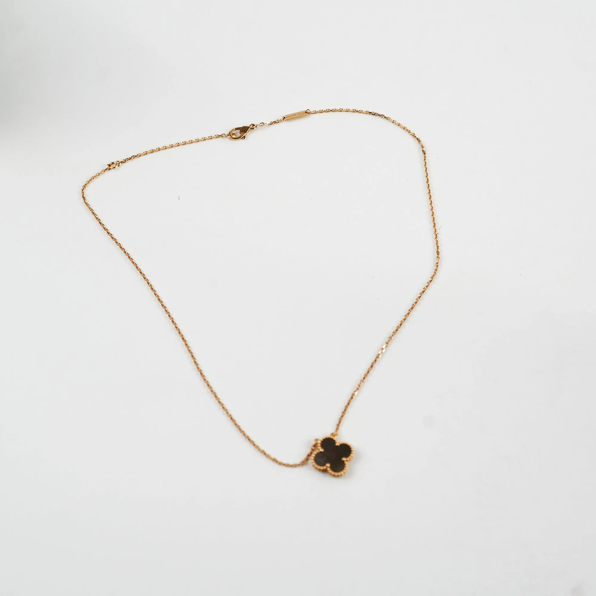 Van Cleef & Arpels Vintage Alhambra Grey Mother of Pearl Necklace Yellow Gold