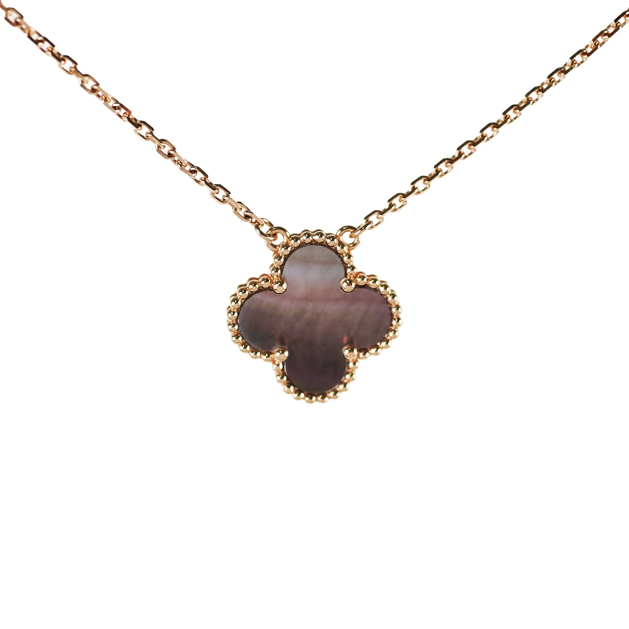 Van Cleef & Arpels Vintage Alhambra Grey Mother of Pearl Necklace