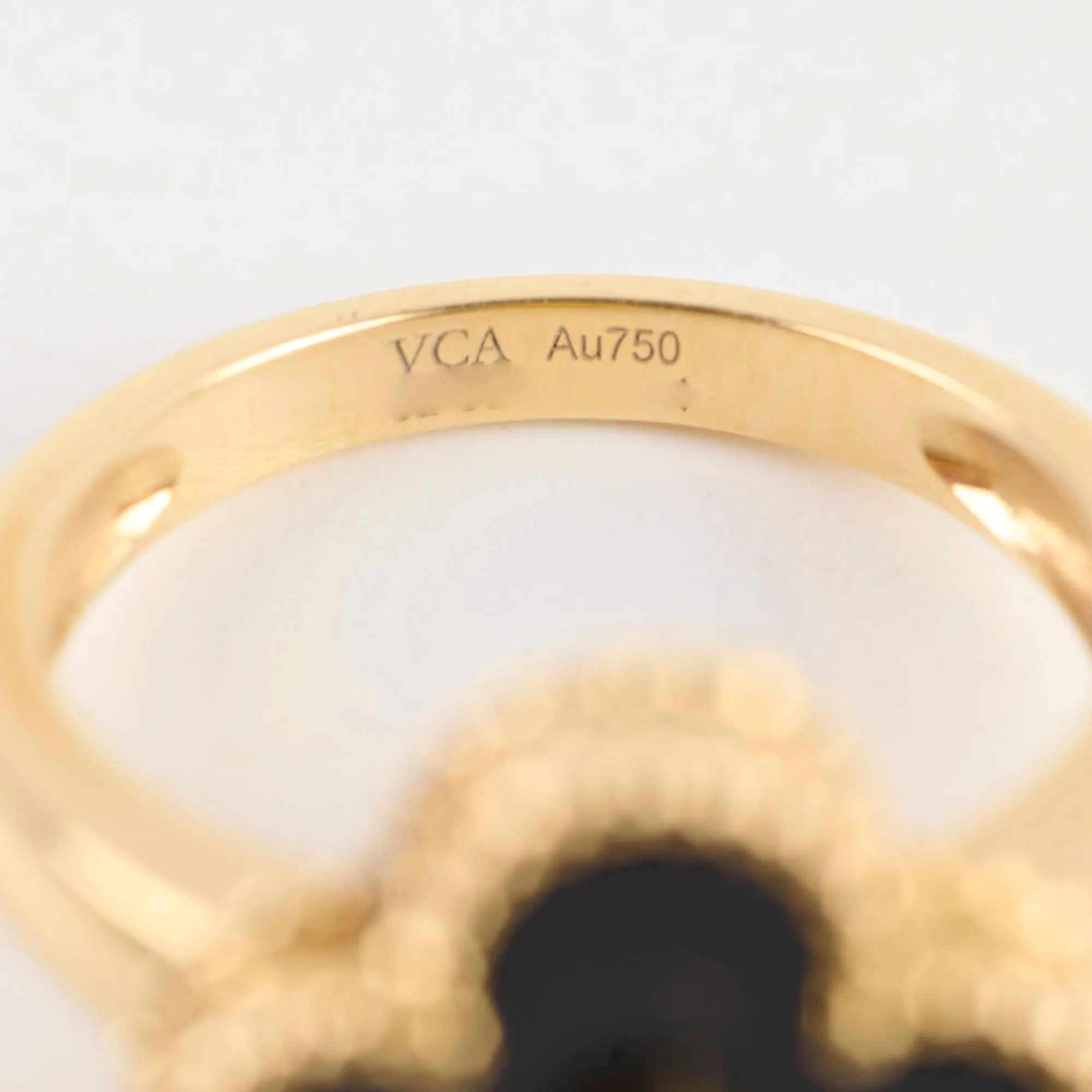 Van Cleef & Arpels Vintage Alhambra Onxy Diamond Ring Size 52
