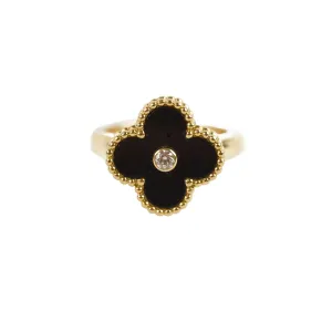 Van Cleef & Arpels Vintage Alhambra Onxy Diamond Ring Size 52