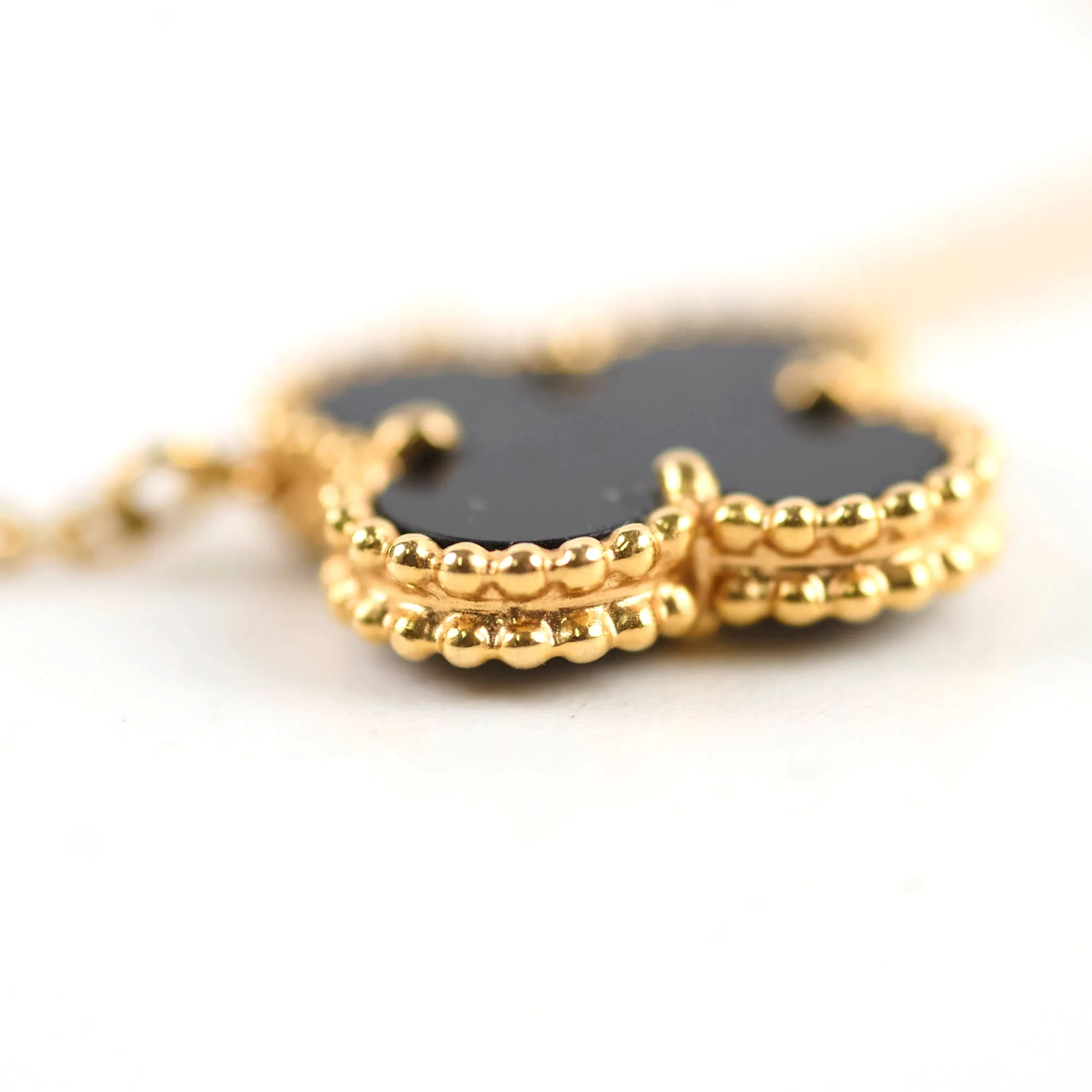 Van Cleef & Arpels Vintage Alhambra Onyx Necklace `