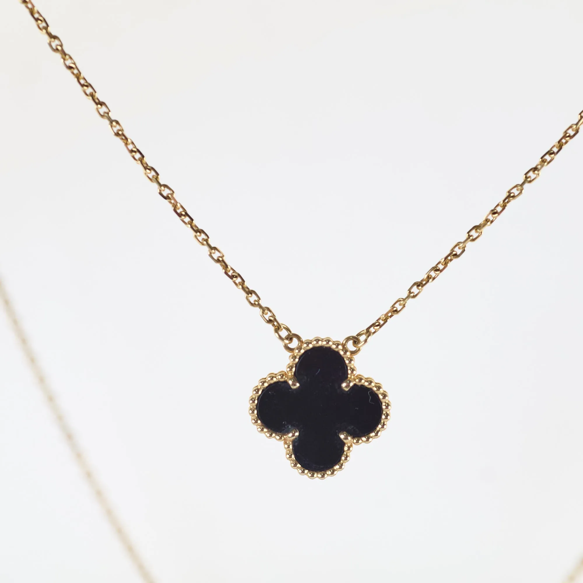 Van Cleef & Arpels Vintage Alhambra Onyx Necklace `