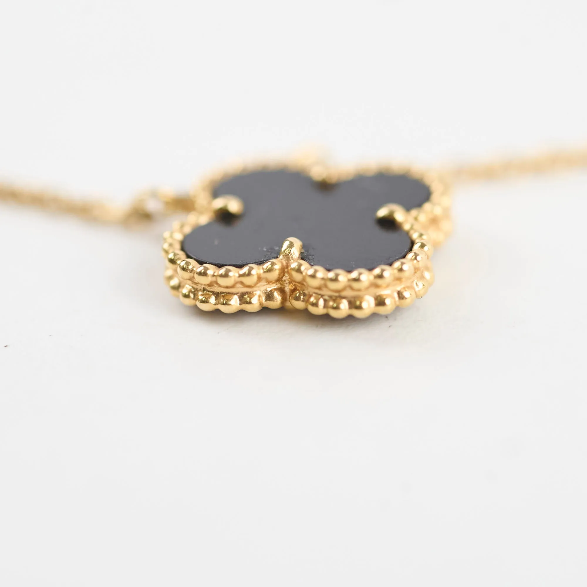 Van Cleef & Arpels Vintage Alhambra Onyx Necklace `