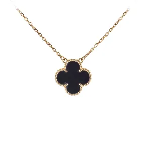 Van Cleef & Arpels Vintage Alhambra Onyx Necklace `