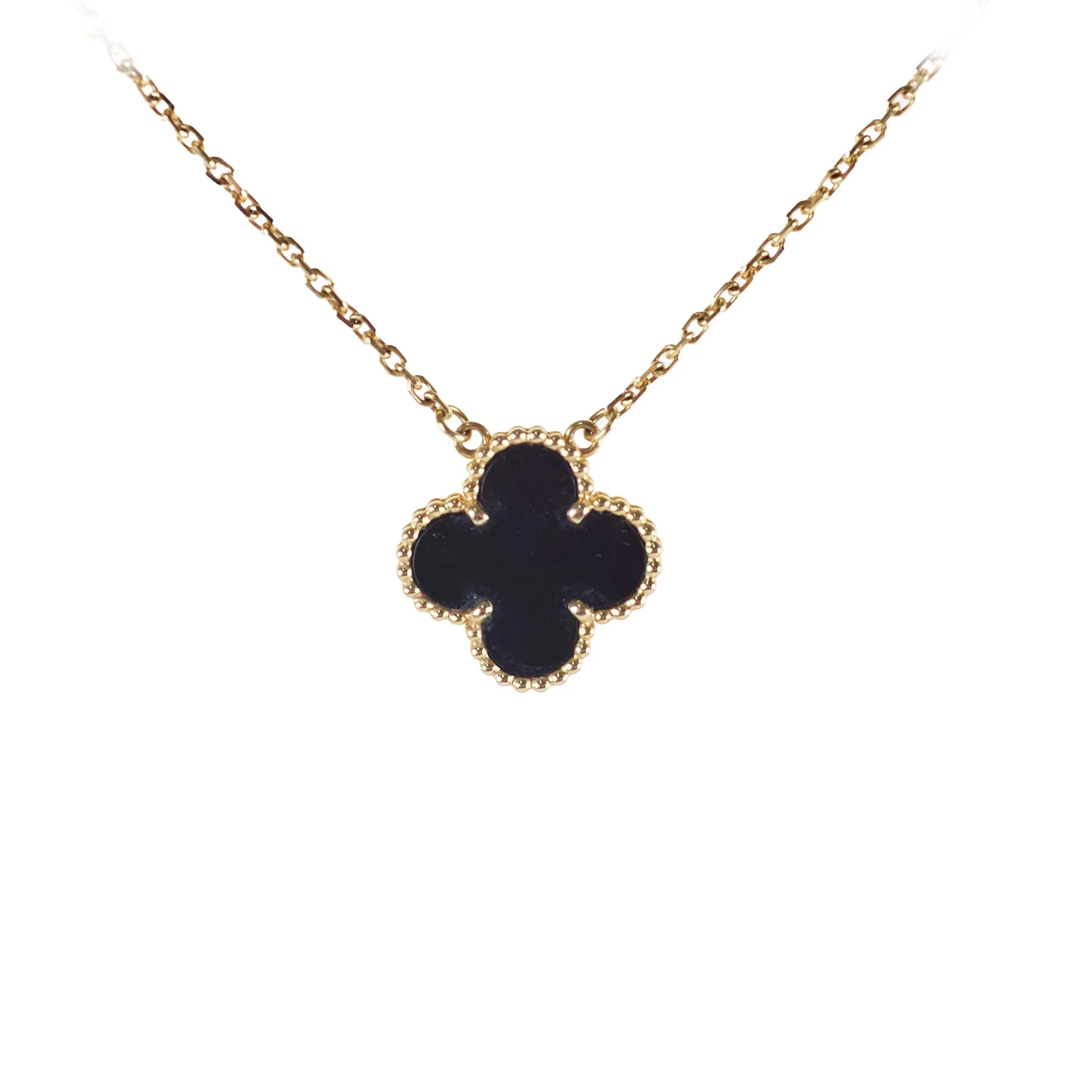 Van Cleef & Arpels Vintage Alhambra Onyx Necklace `