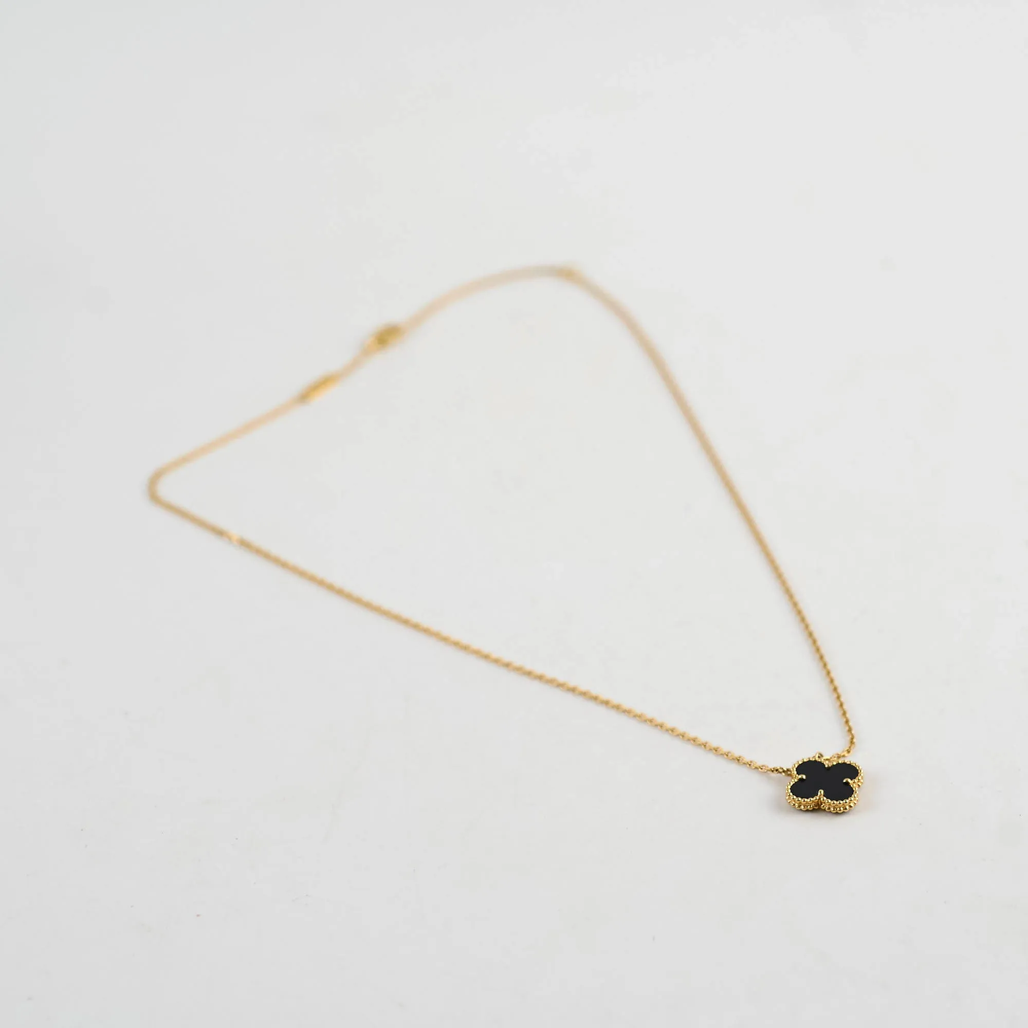 Van Cleef & Arpels Vintage Alhambra Onyx Necklace `