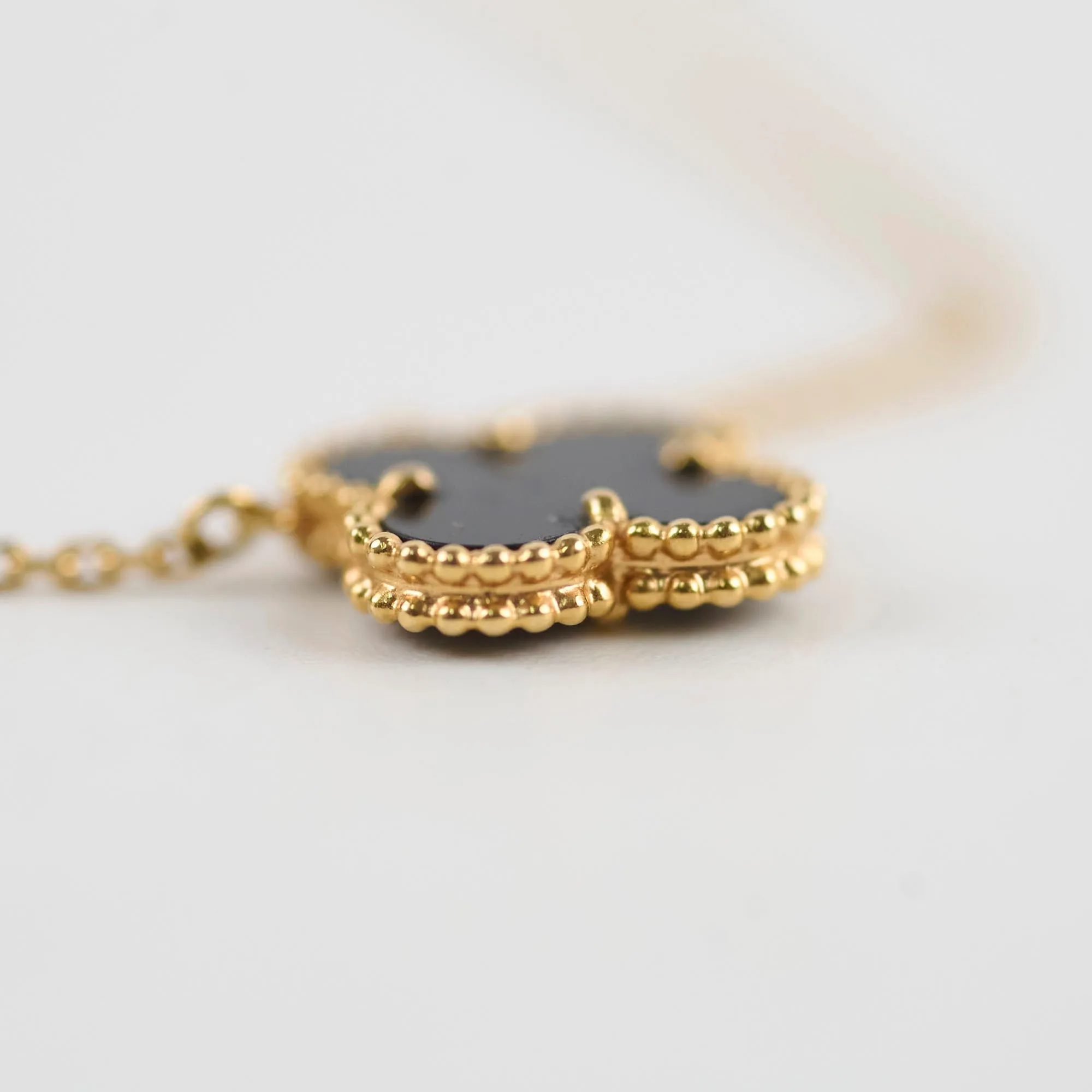 Van Cleef & Arpels Vintage Alhambra Onyx Necklace `