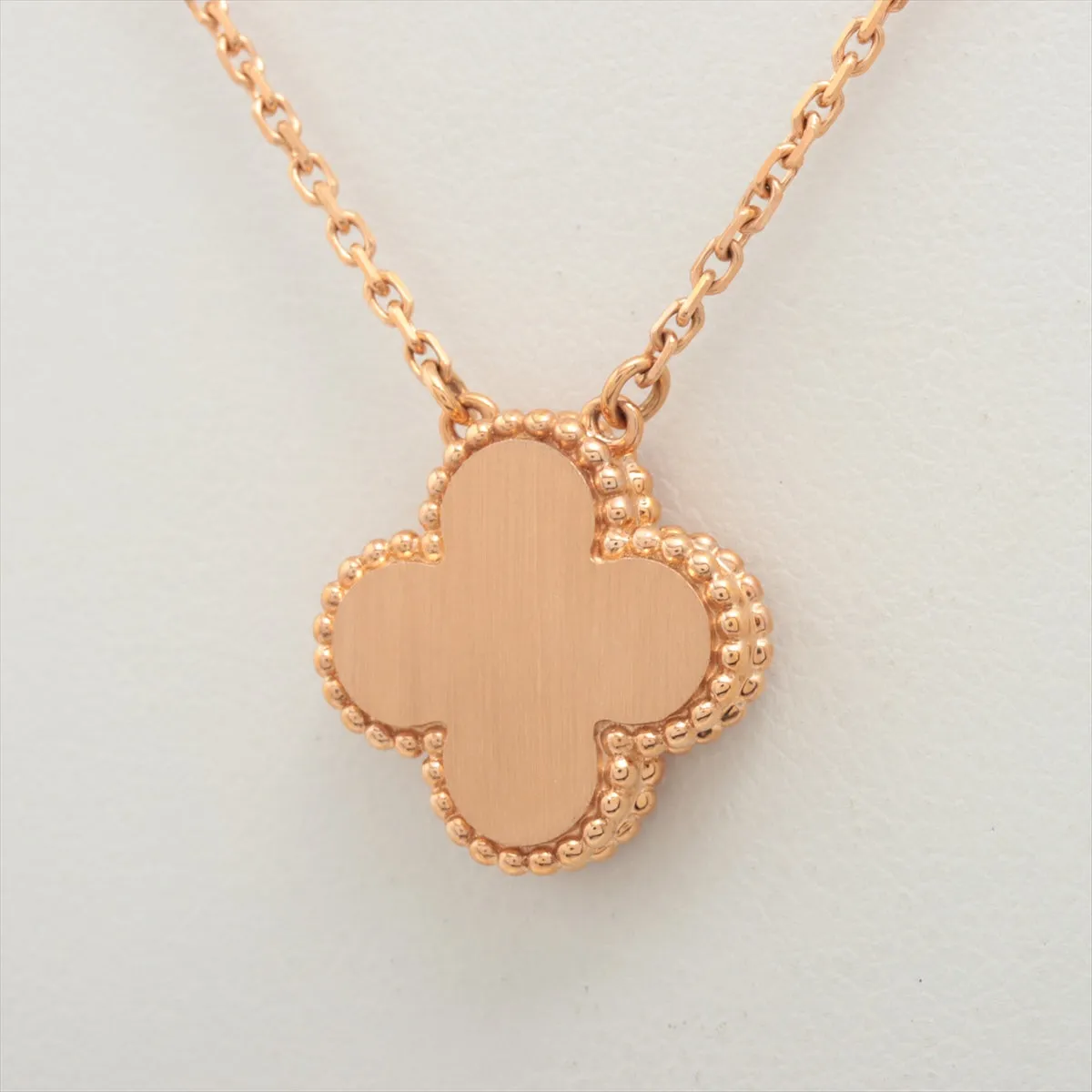Van Cleef & Arpels Vintage Alhambra Pink Porcelain Sable diamond Necklace