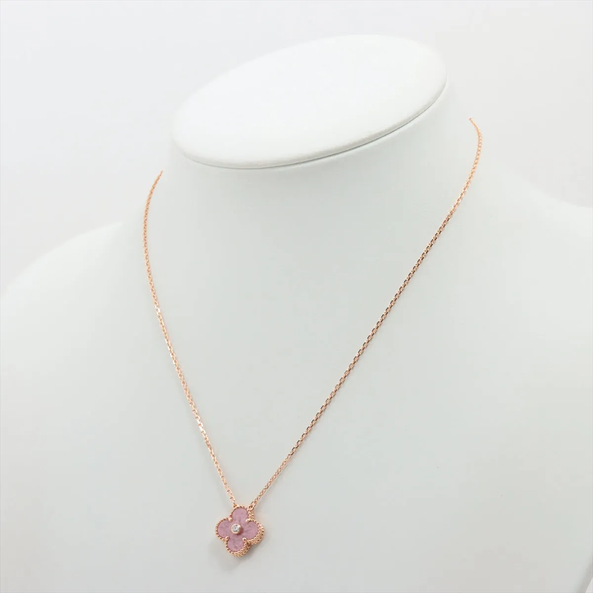 Van Cleef & Arpels Vintage Alhambra Rhodonite diamond Necklace 2021