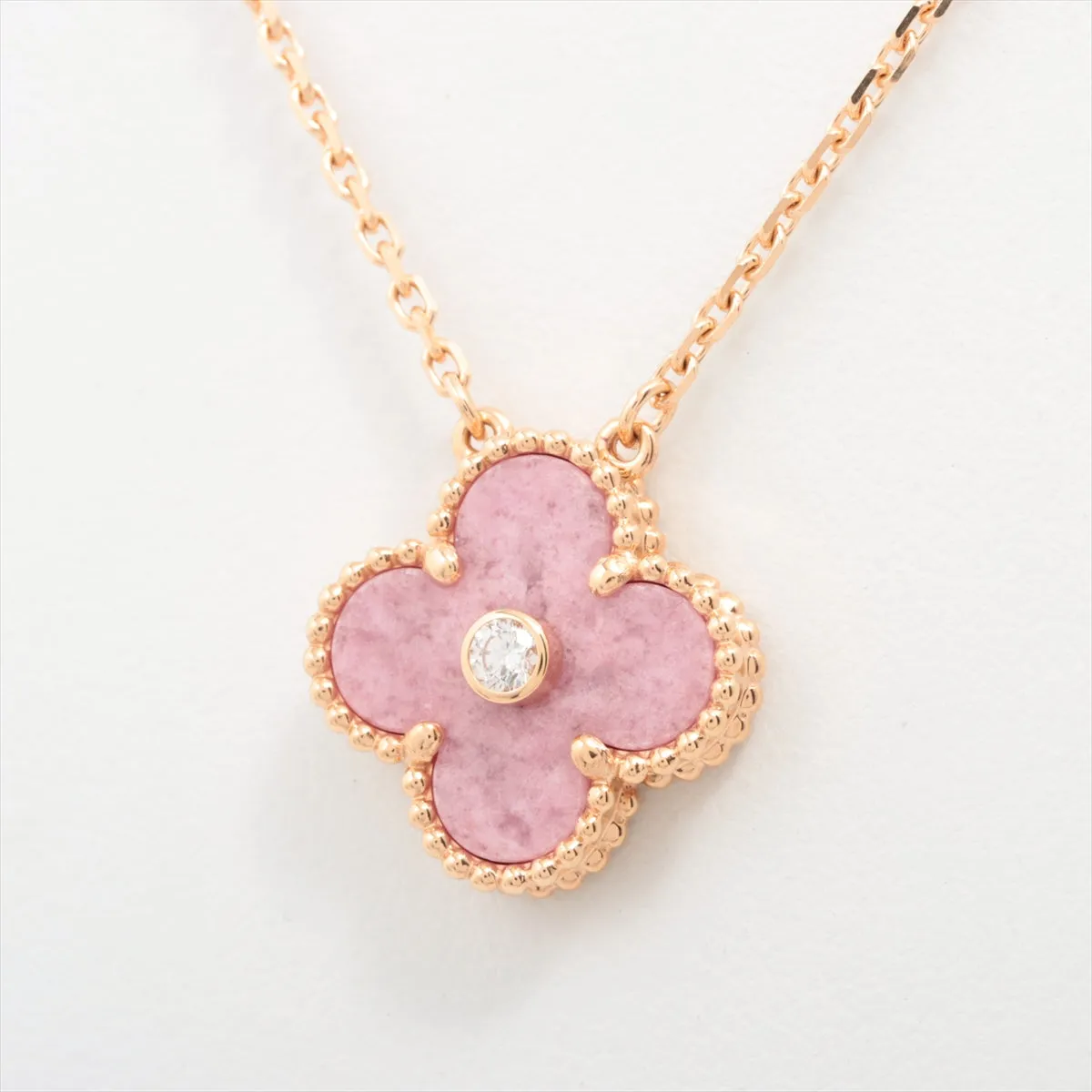 Van Cleef & Arpels Vintage Alhambra Rhodonite diamond Necklace 2021