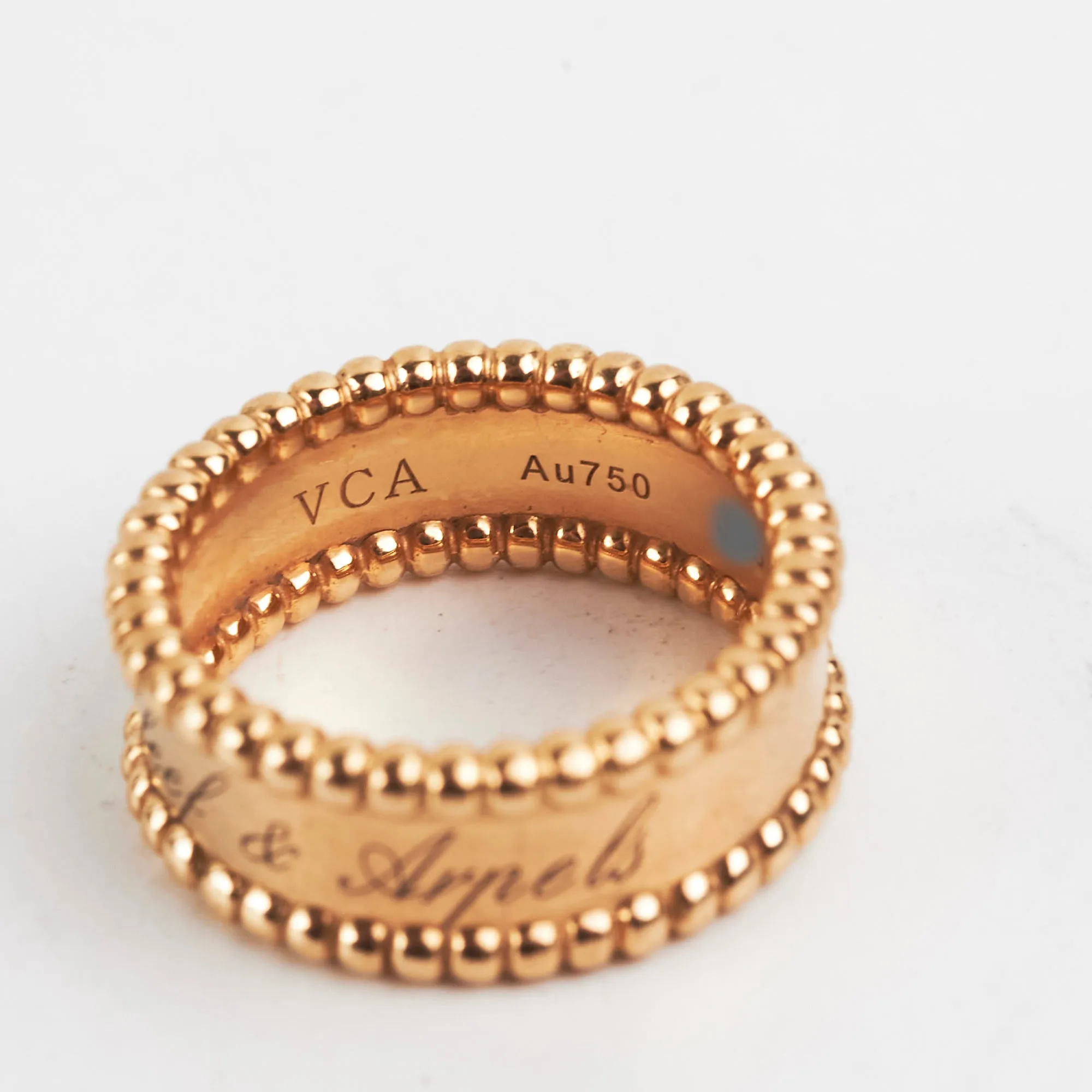 Van Cleef & Arpels Yellow Gold Perlée Signature Ring 53