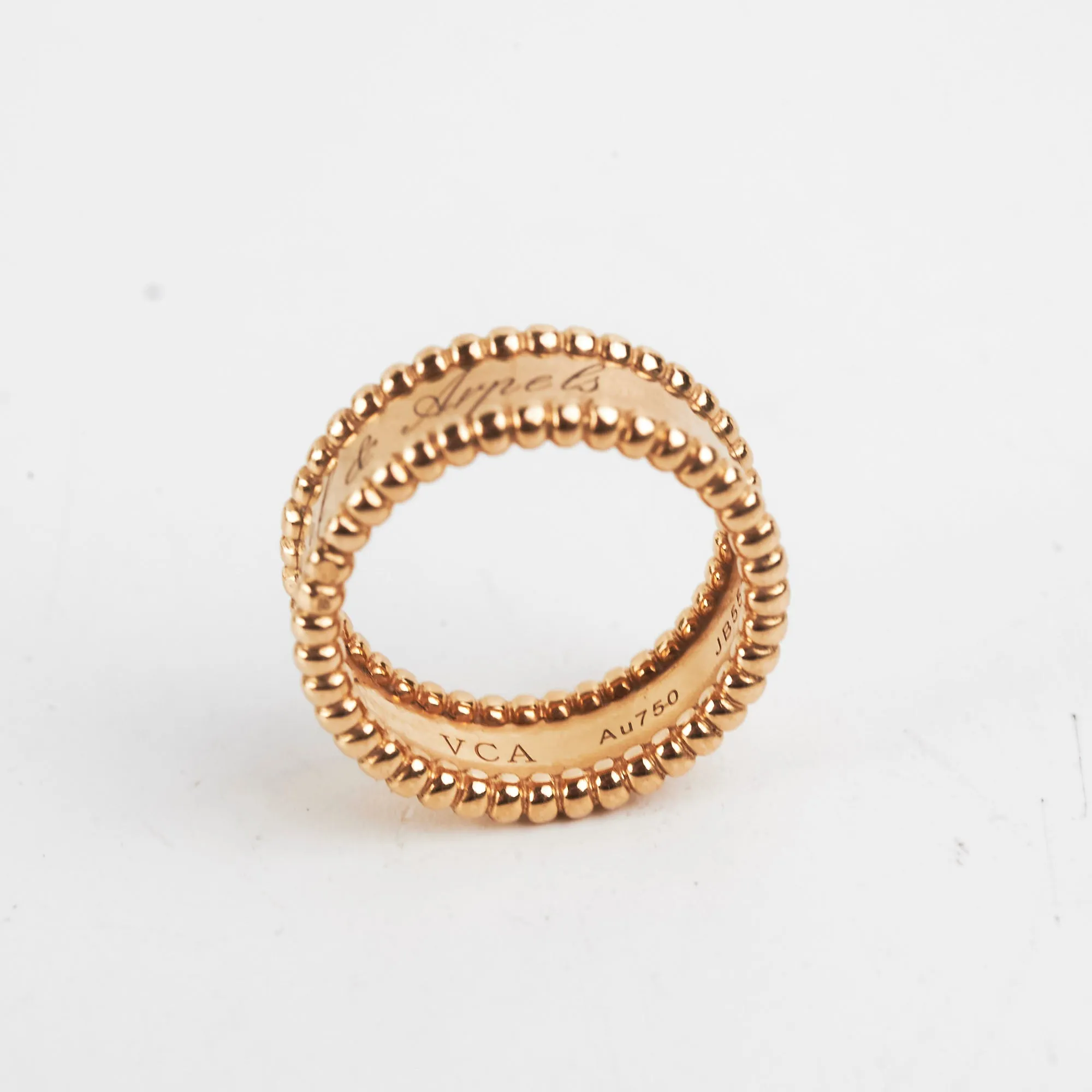 Van Cleef & Arpels Yellow Gold Perlée Signature Ring 53
