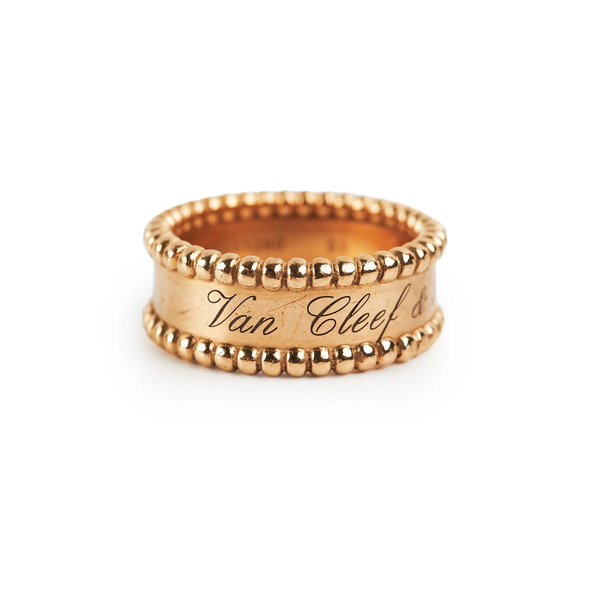 Van Cleef & Arpels Yellow Gold Perlée Signature Ring 53