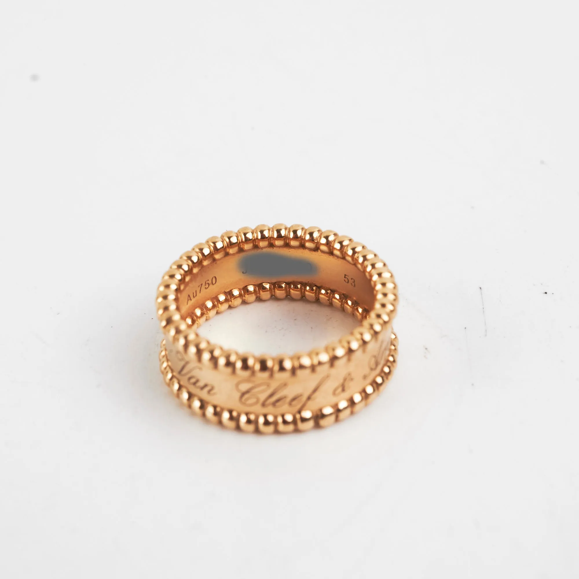 Van Cleef & Arpels Yellow Gold Perlée Signature Ring 53