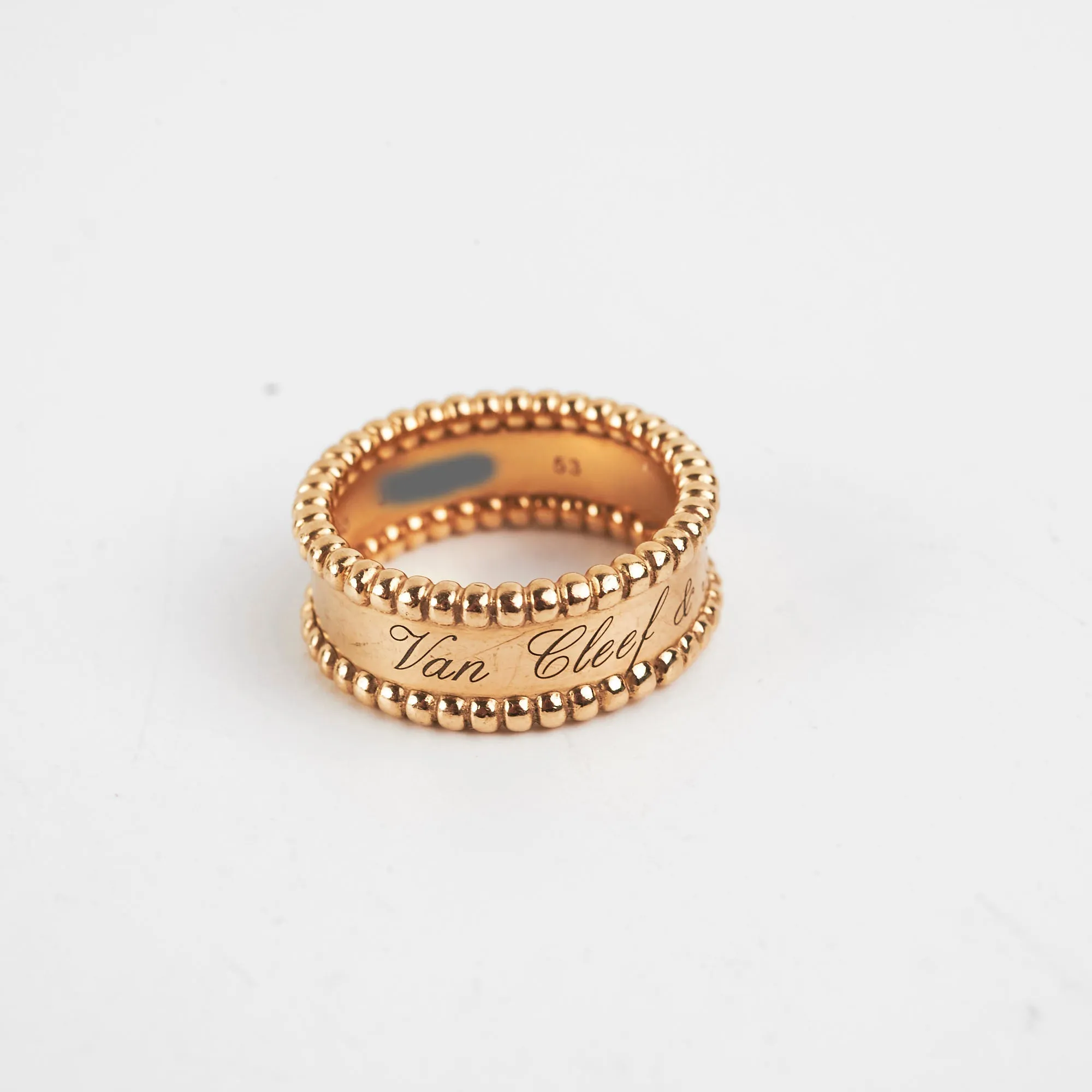 Van Cleef & Arpels Yellow Gold Perlée Signature Ring 53
