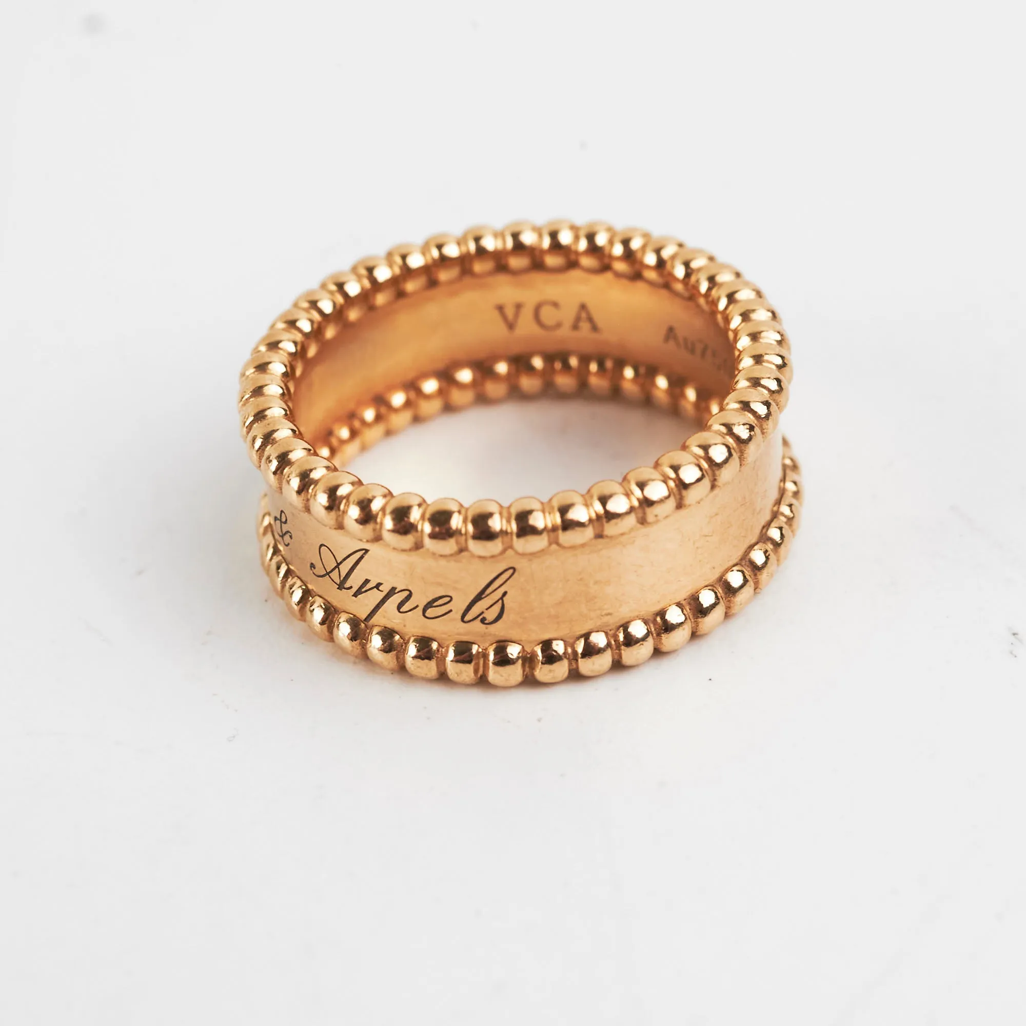 Van Cleef & Arpels Yellow Gold Perlée Signature Ring 53