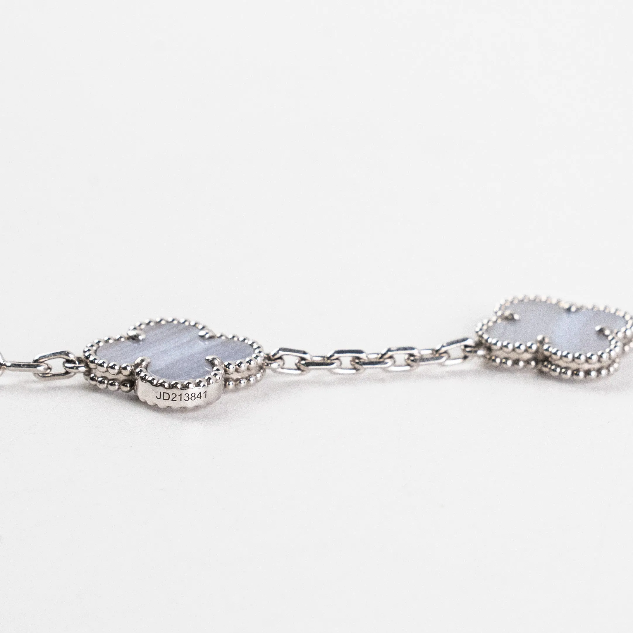 Van Cleef and Arpels 5 Motif Chalcedony White Gold Bracelet