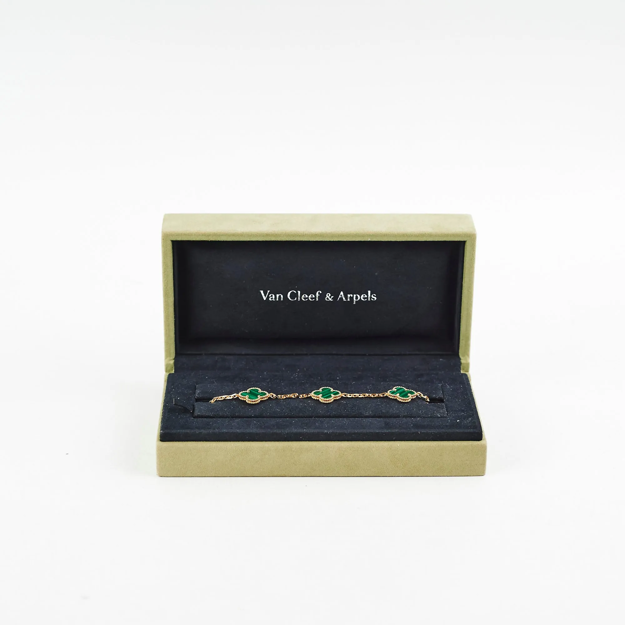 Van Cleef and Arpels 5 Motif Malachite Bracelet