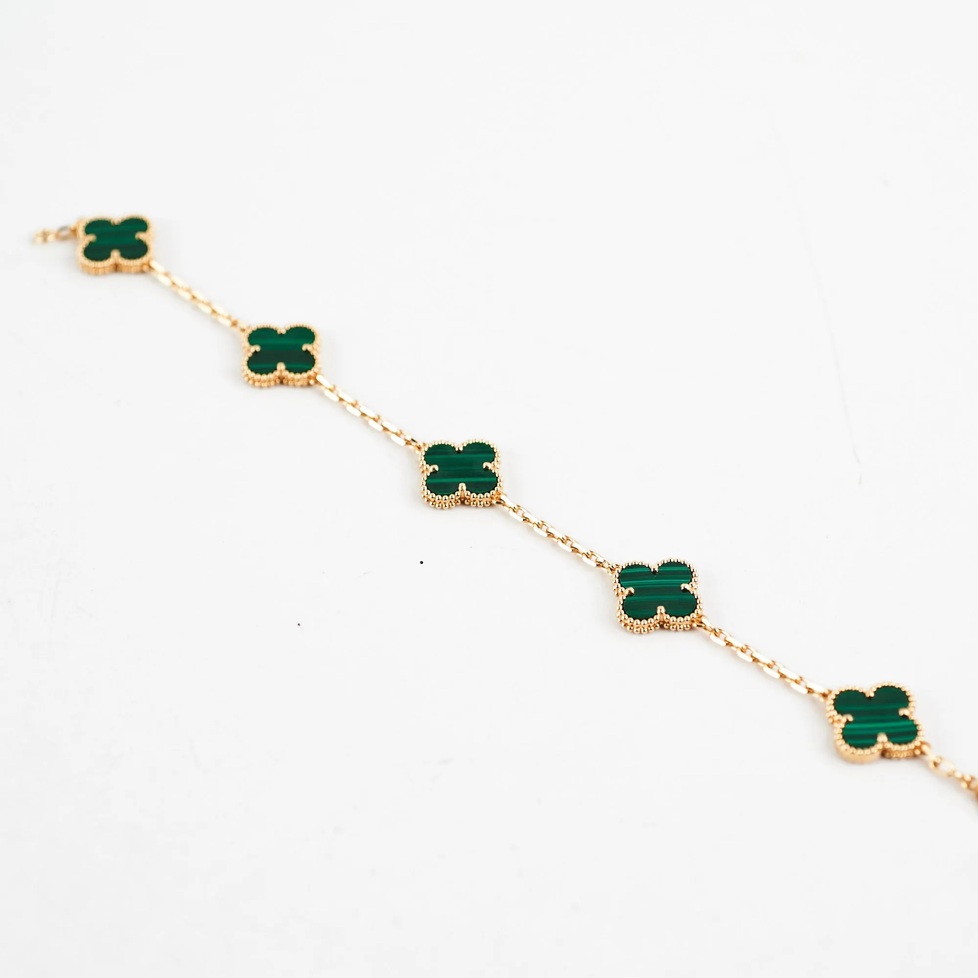 Van Cleef and Arpels 5 Motif Malachite Bracelet