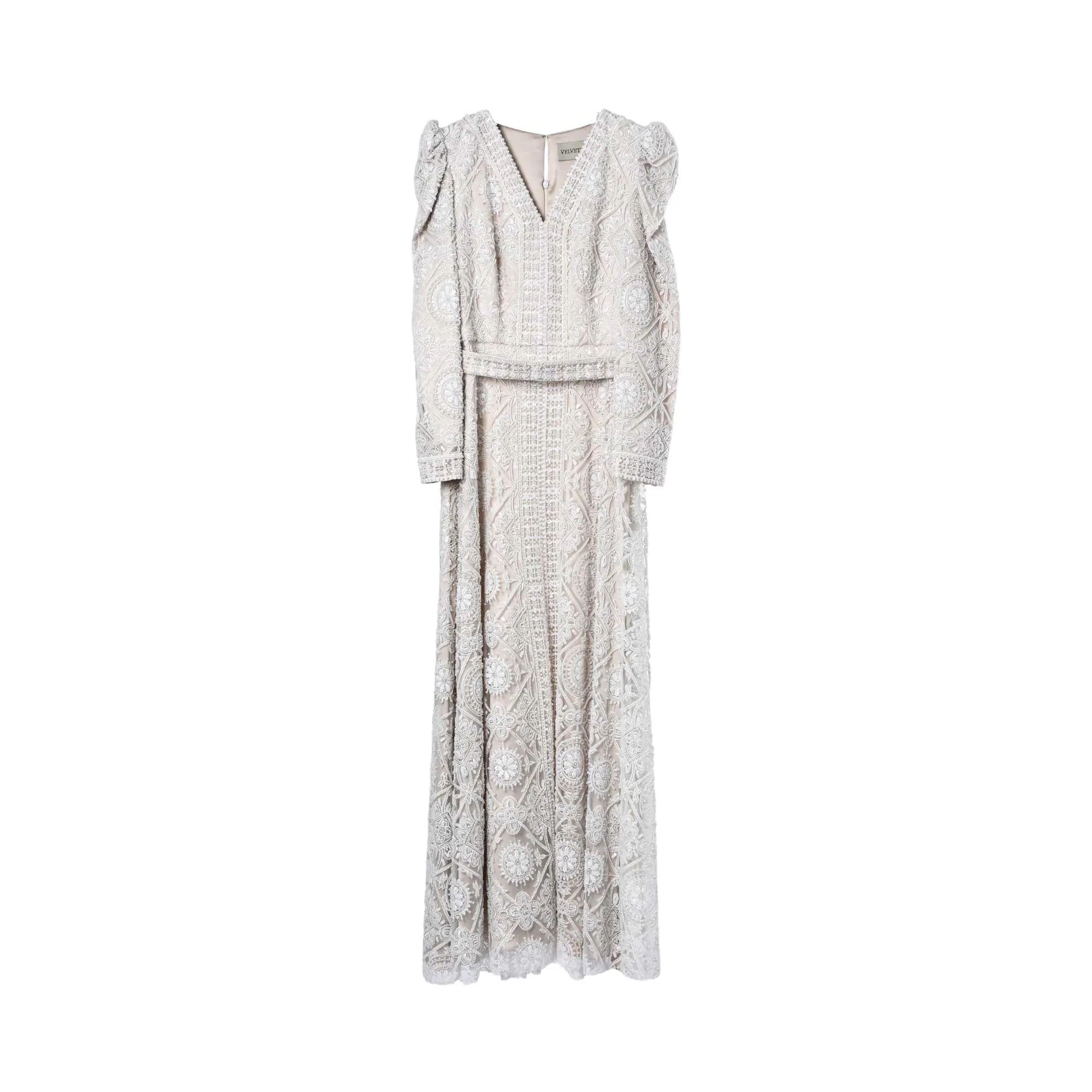 Velvety Couture Women's Arena Cream Long Dress