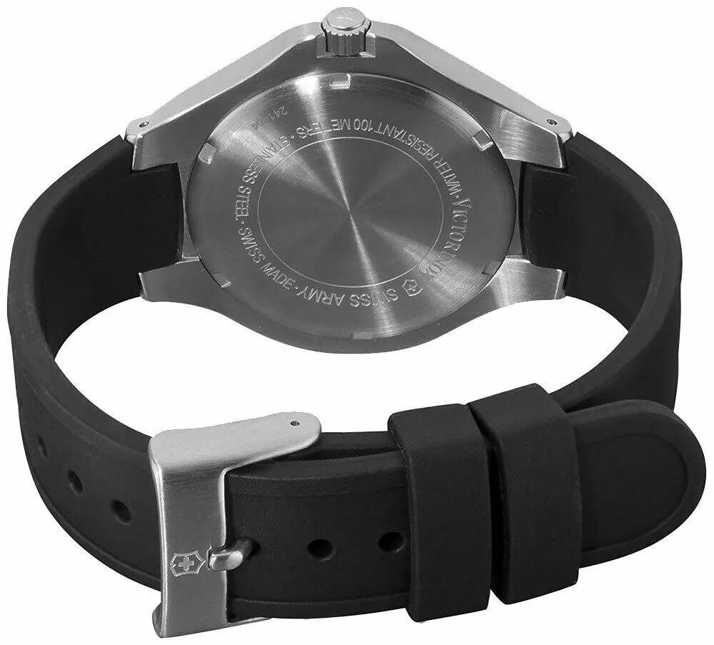 Victorinox Swiss Army Base Camp Steel Quartz Black Rubber Strap Men's Watch Black Dial Date 241464