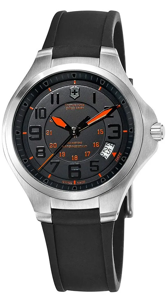 Victorinox Swiss Army Base Camp Steel Quartz Black Rubber Strap Men's Watch Black Dial Date 241464
