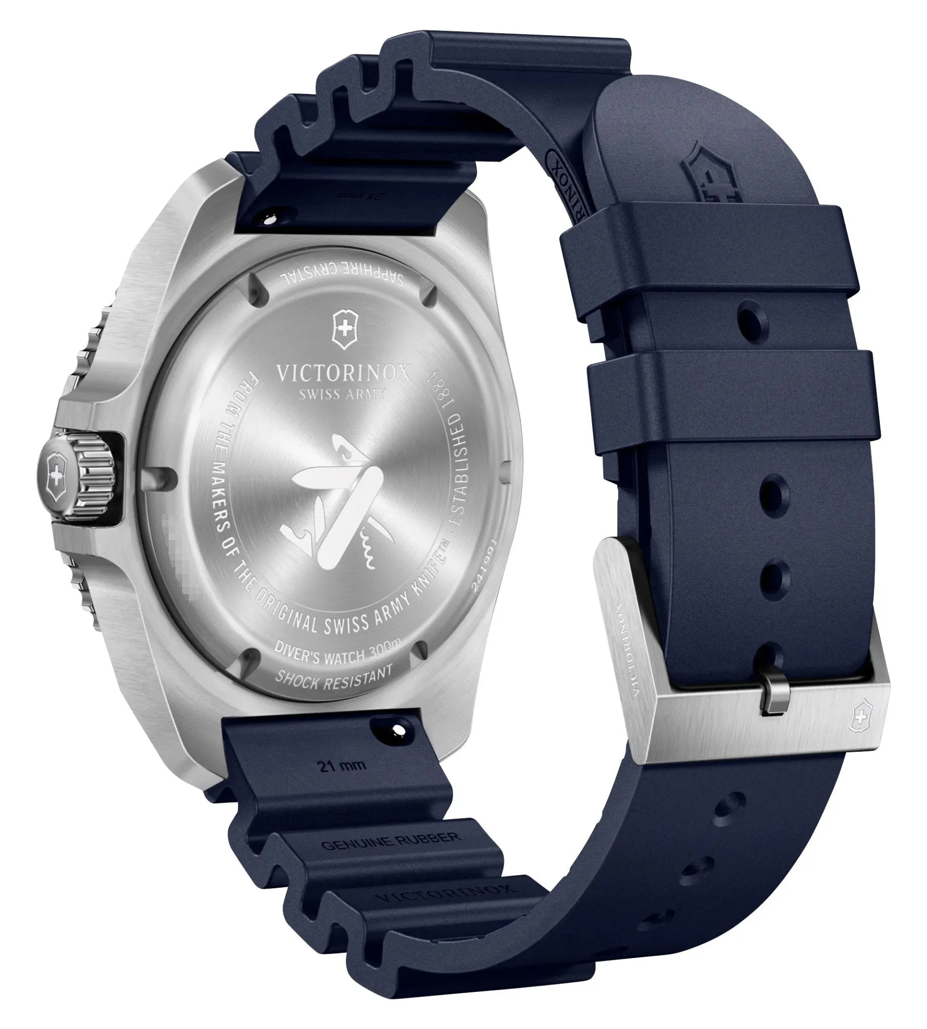 Victorinox Swiss Army Dive Pro Stainless Steel Blue Dial Blue Rubber Strap Date Divers Quartz Mens Watch 241991