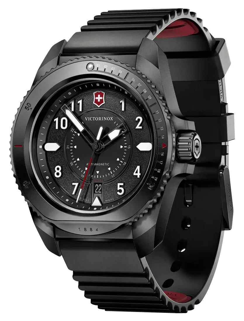 Victorinox Swiss Army Journey 1884 Black Stainless Steel Black Dial Black Rubber Strap Date Divers Quartz Mens Watch 241982
