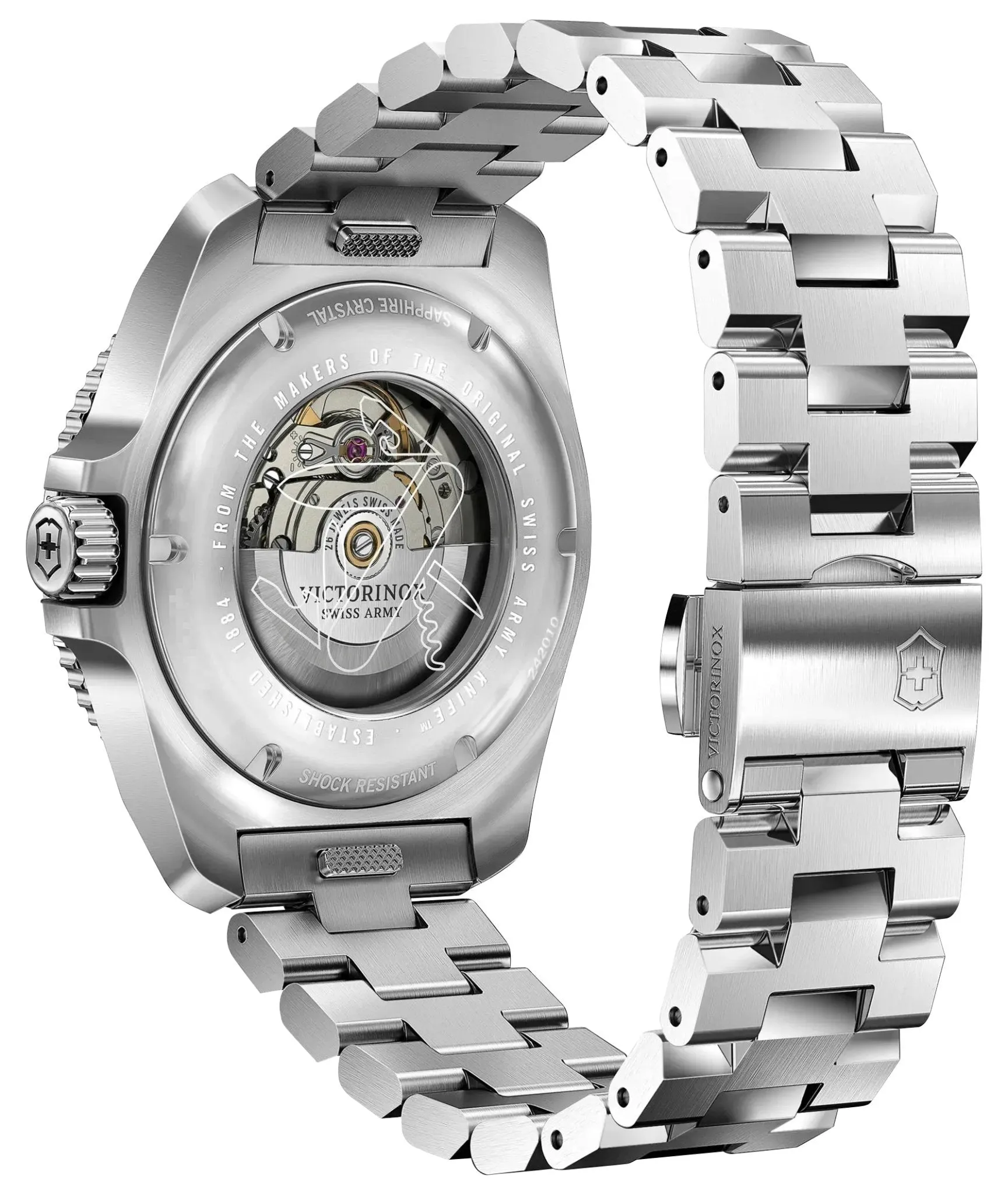 Victorinox Swiss Army Journey 1884 Stainless Steel Black Dial Date Divers Quartz Mens Watch 242009